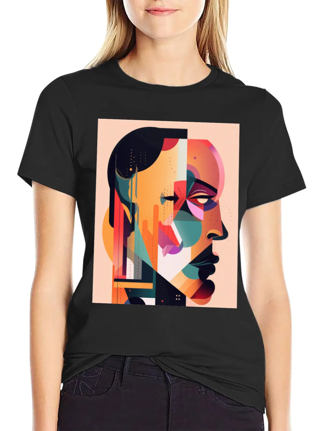 Abstract Face Art - Breaking The Chains Unisex Casual T-Shirt – Clean Design For Daily Comfort