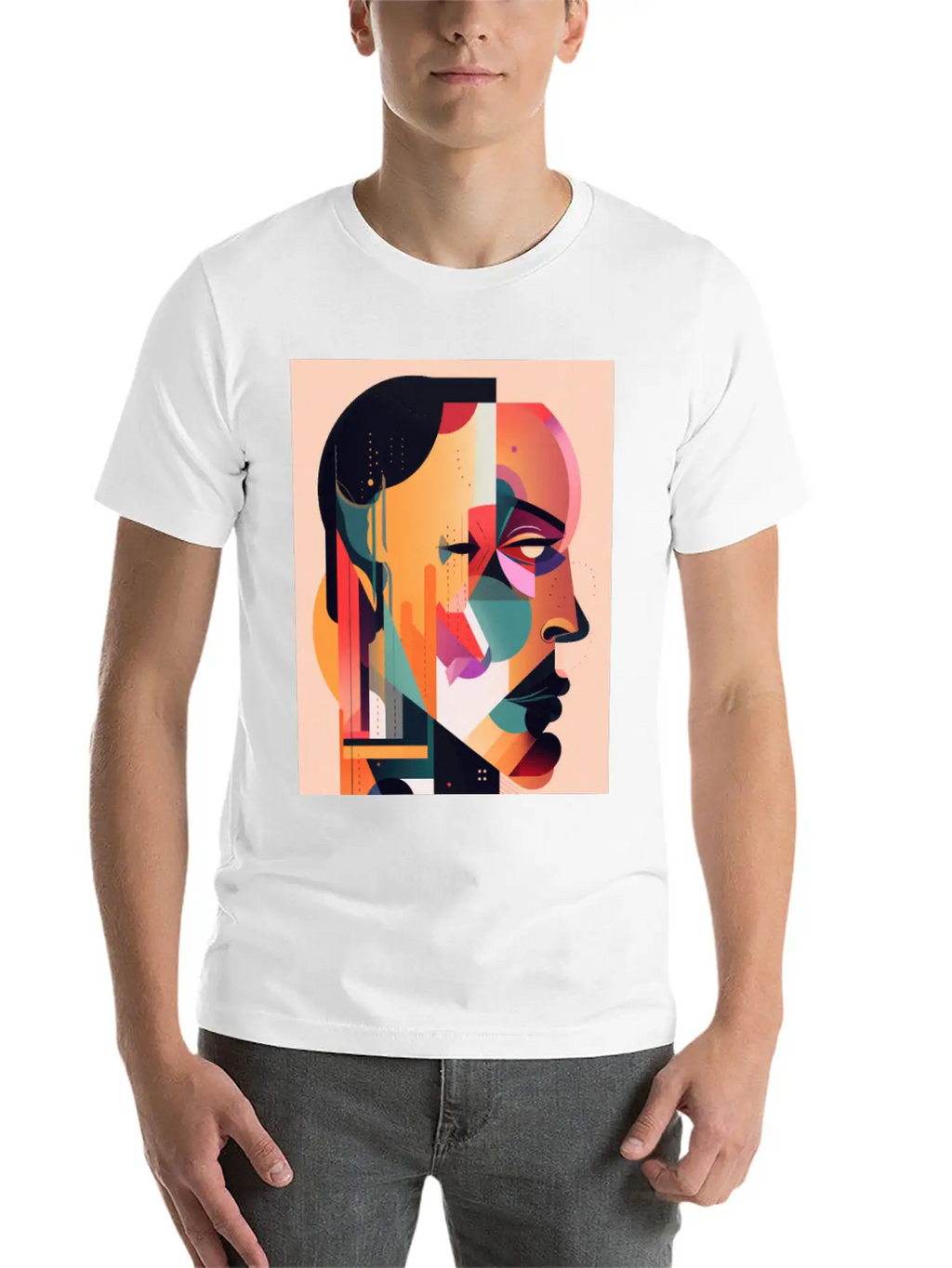 Abstract Face Art - Breaking The Chains Unisex Casual T-Shirt – Clean Design For Daily Comfort