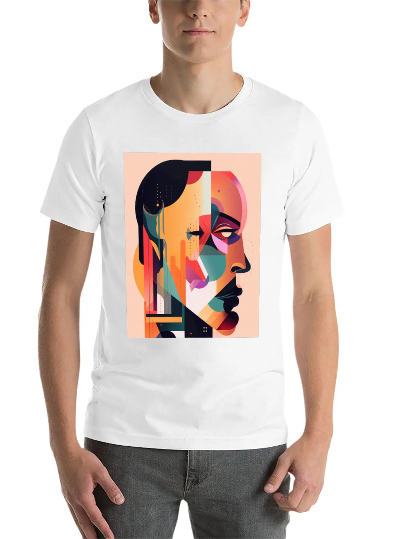 Abstract Face Art - Breaking The Chains Unisex Casual T-Shirt – Clean Design For Daily Comfort