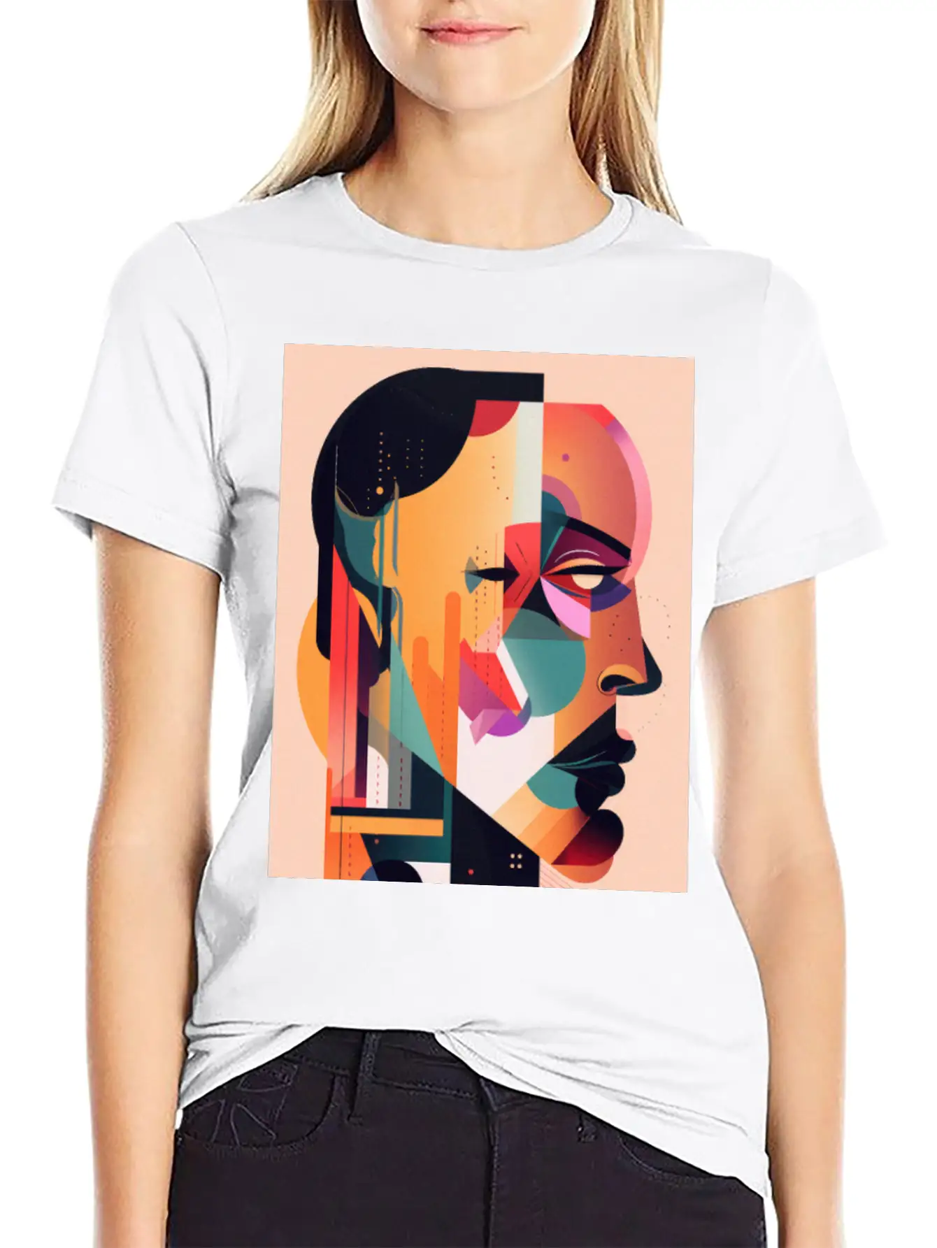 Abstract Face Art - Breaking The Chains Unisex Casual T-Shirt – Clean Design For Daily Comfort