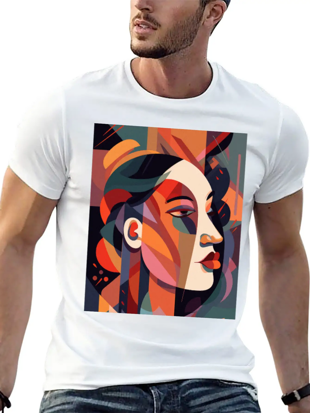 Abstract Face Art - Dreamy And Whimsical Unisex Casual T-Shirt – Clean Design For Daily Comfort