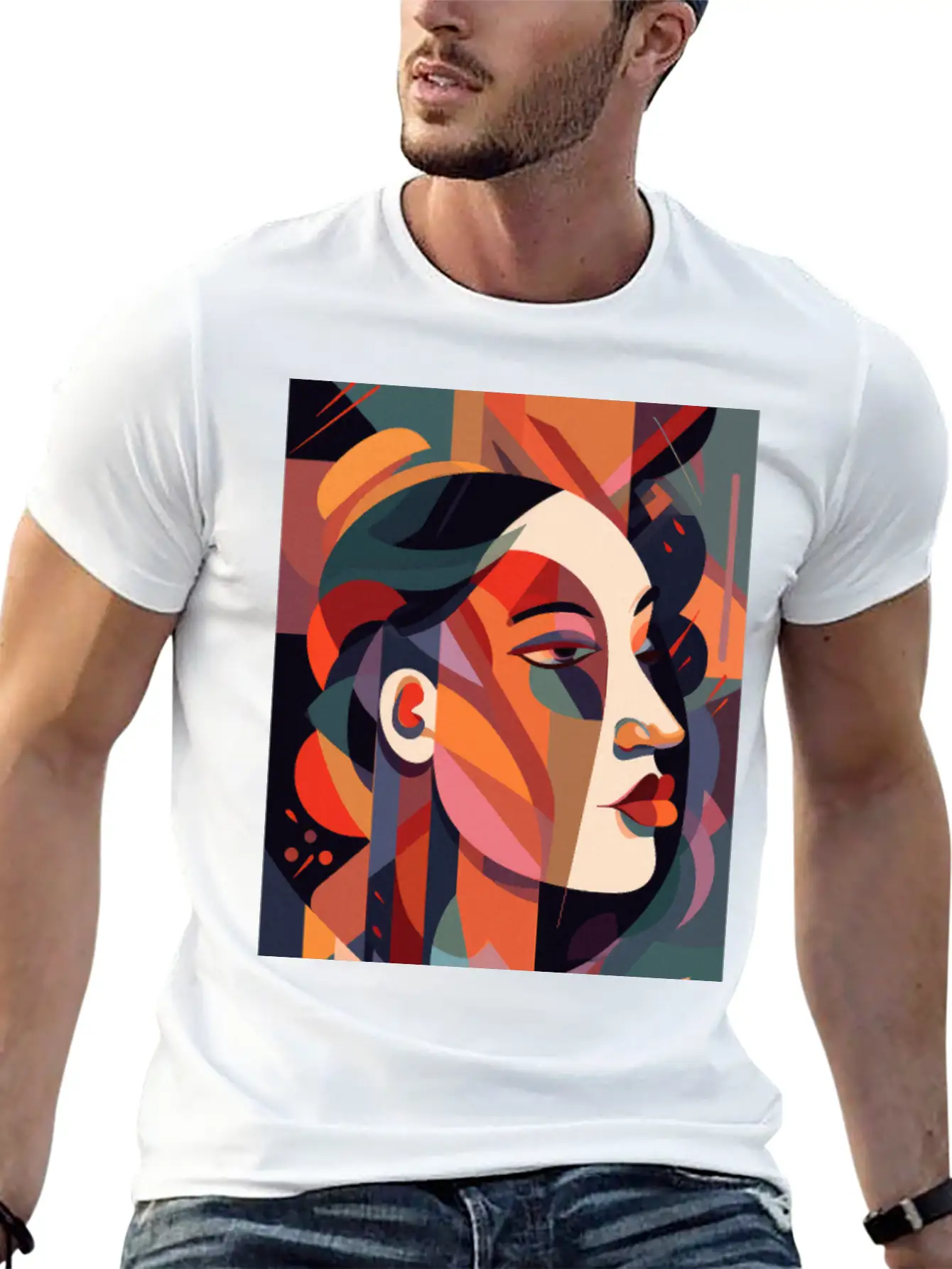 Abstract Face Art - Dreamy And Whimsical Unisex Casual T-Shirt – Clean Design For Daily Comfort