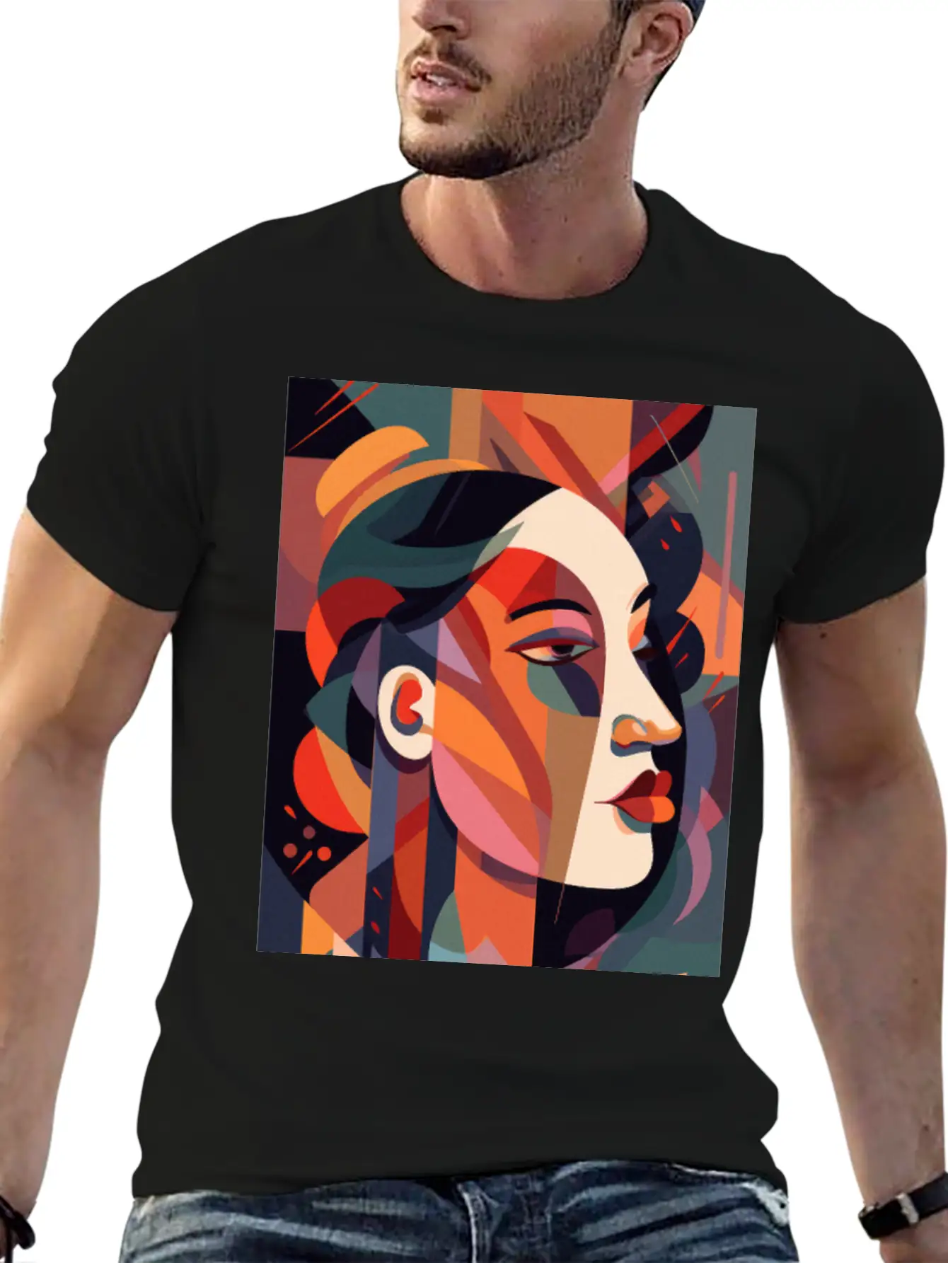 Abstract Face Art - Dreamy And Whimsical Unisex Casual T-Shirt – Clean Design For Daily Comfort