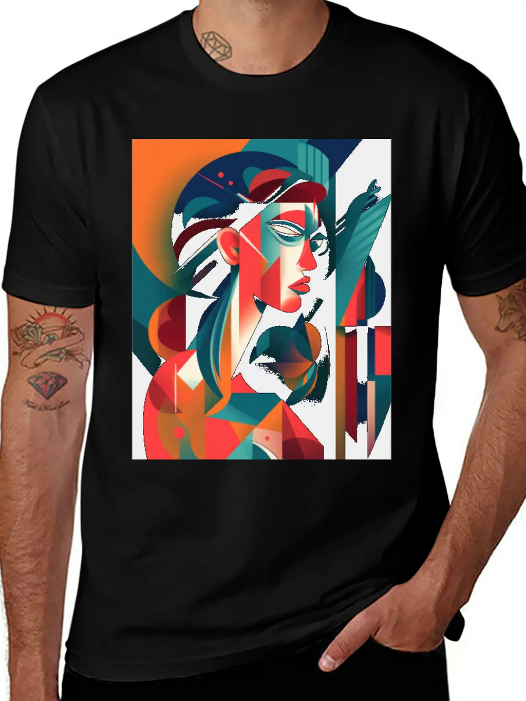 Abstract Face Art - Edgy And Rebellious Unisex Casual T-Shirt – Clean Design For Daily Comfort