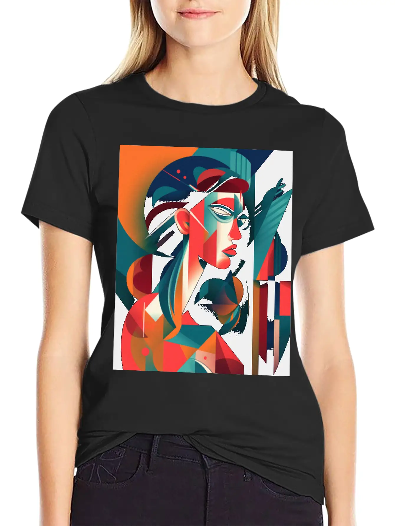Abstract Face Art - Edgy And Rebellious Unisex Casual T-Shirt – Clean Design For Daily Comfort