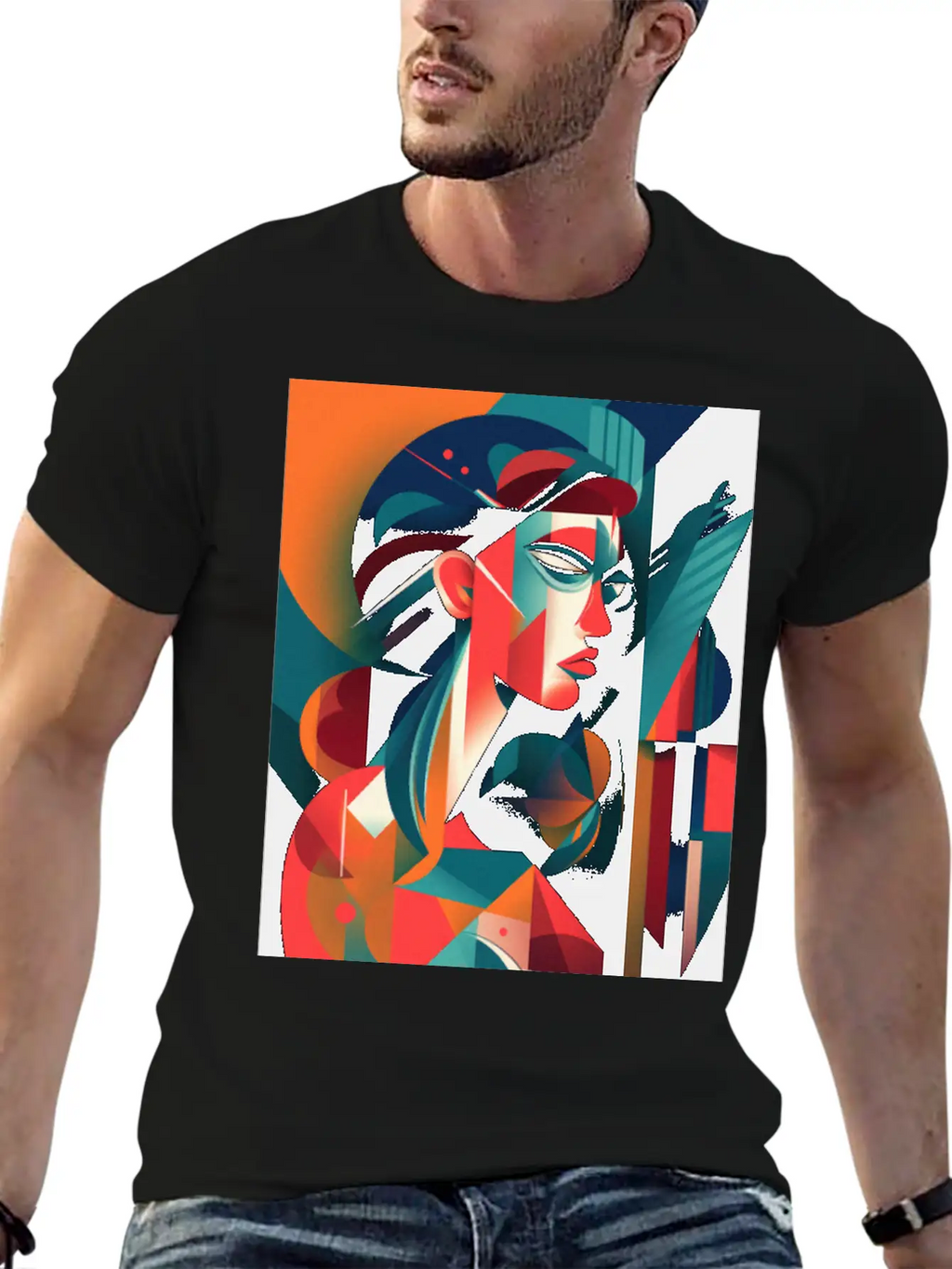 Abstract Face Art - Edgy And Rebellious Unisex Casual T-Shirt – Clean Design For Daily Comfort