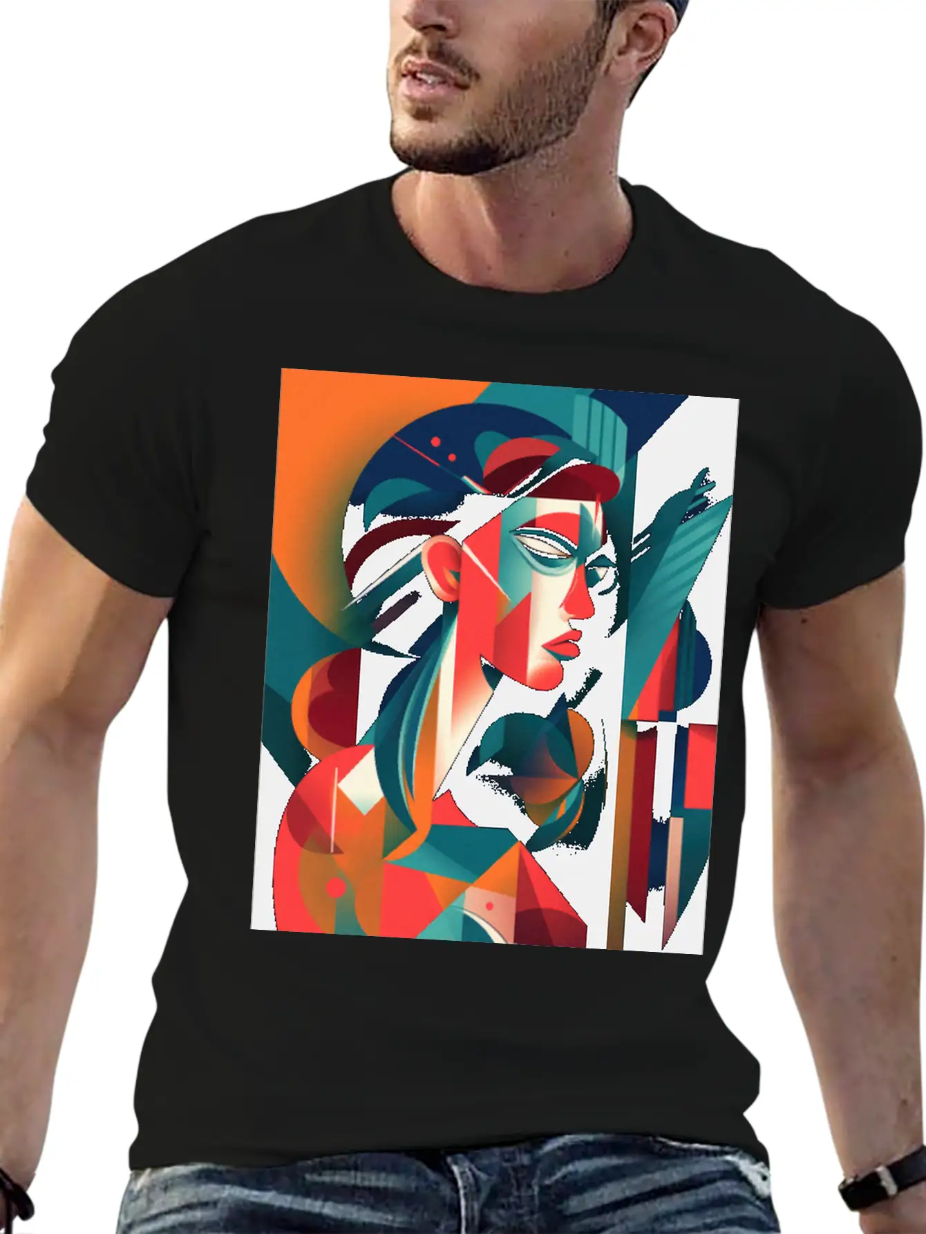 Abstract Face Art - Edgy And Rebellious Unisex Casual T-Shirt – Clean Design For Daily Comfort