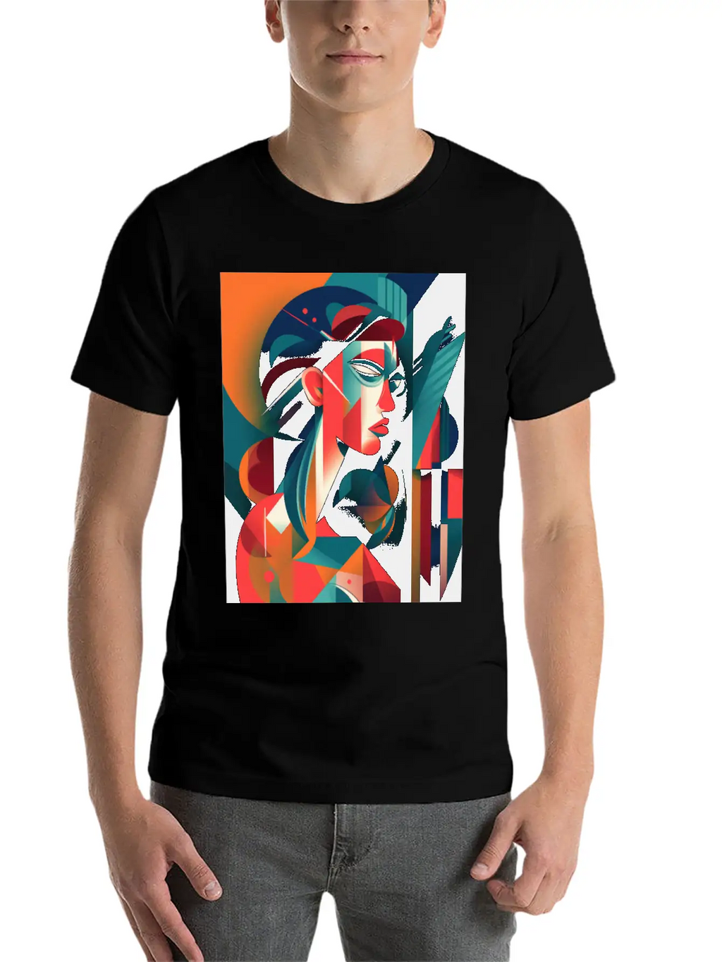 Abstract Face Art - Edgy And Rebellious Unisex Casual T-Shirt – Clean Design For Daily Comfort