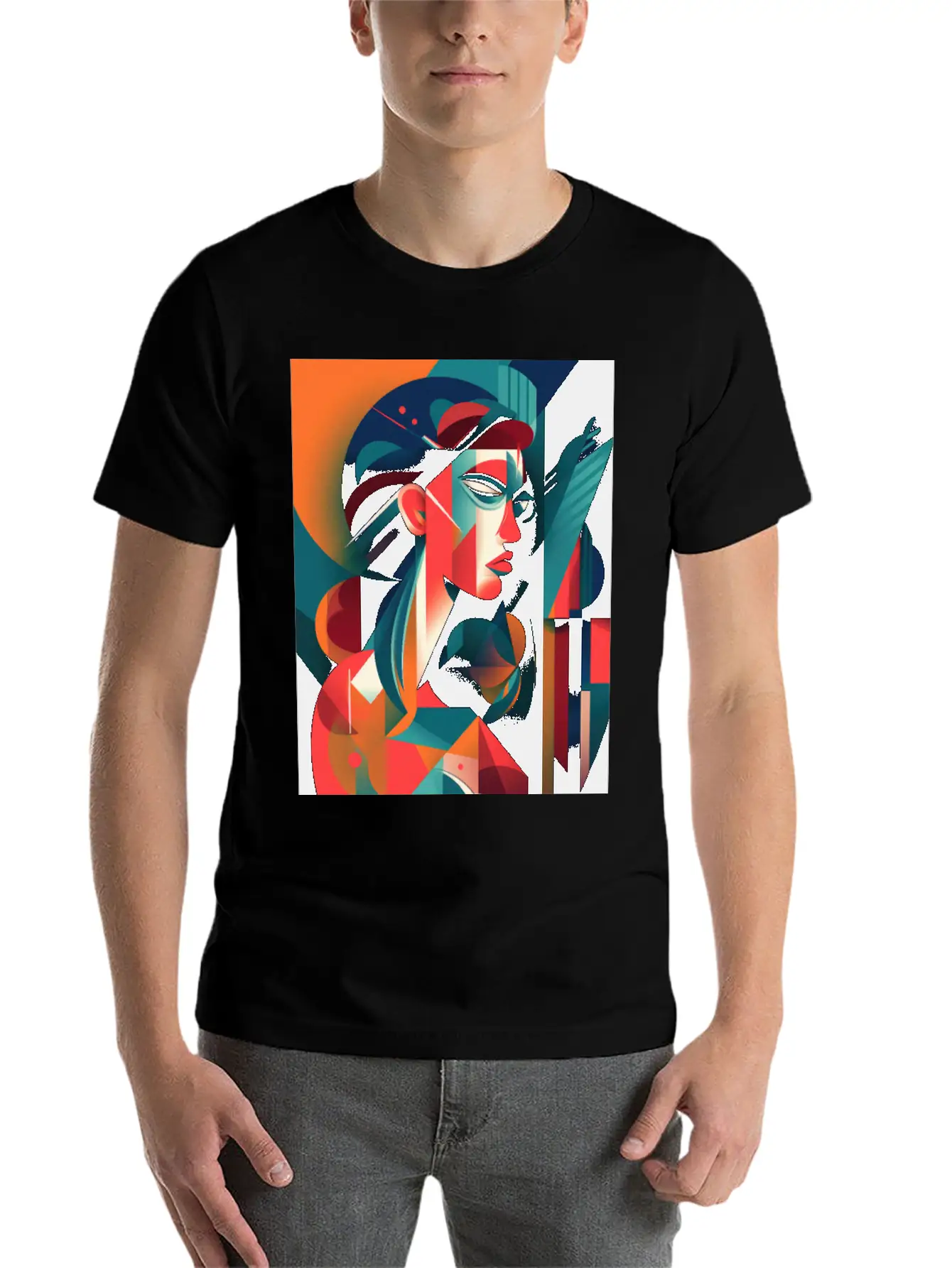Abstract Face Art - Edgy And Rebellious Unisex Casual T-Shirt – Clean Design For Daily Comfort