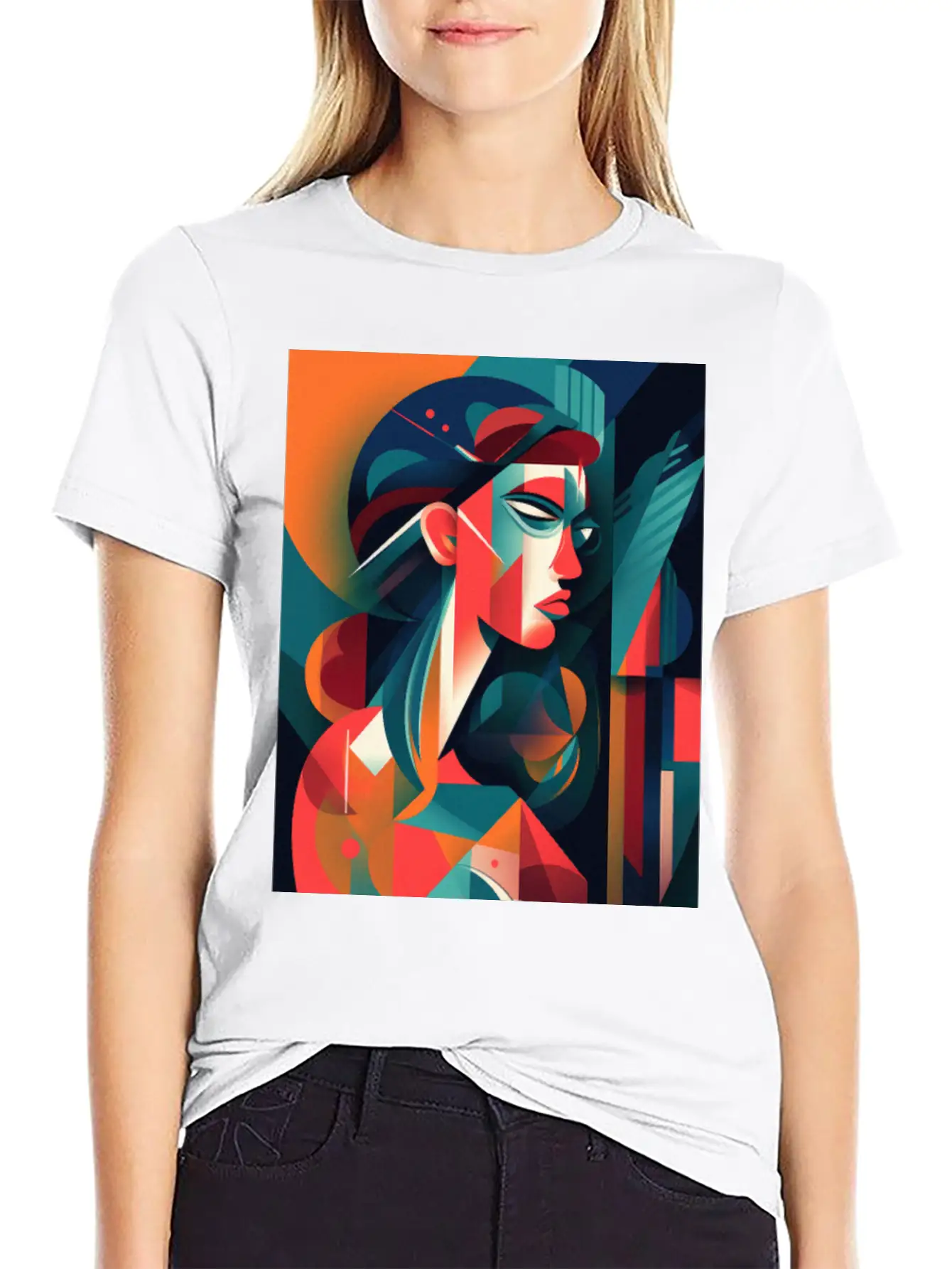 Abstract Face Art - Edgy And Rebellious Unisex Casual T-Shirt – Clean Design For Daily Comfort
