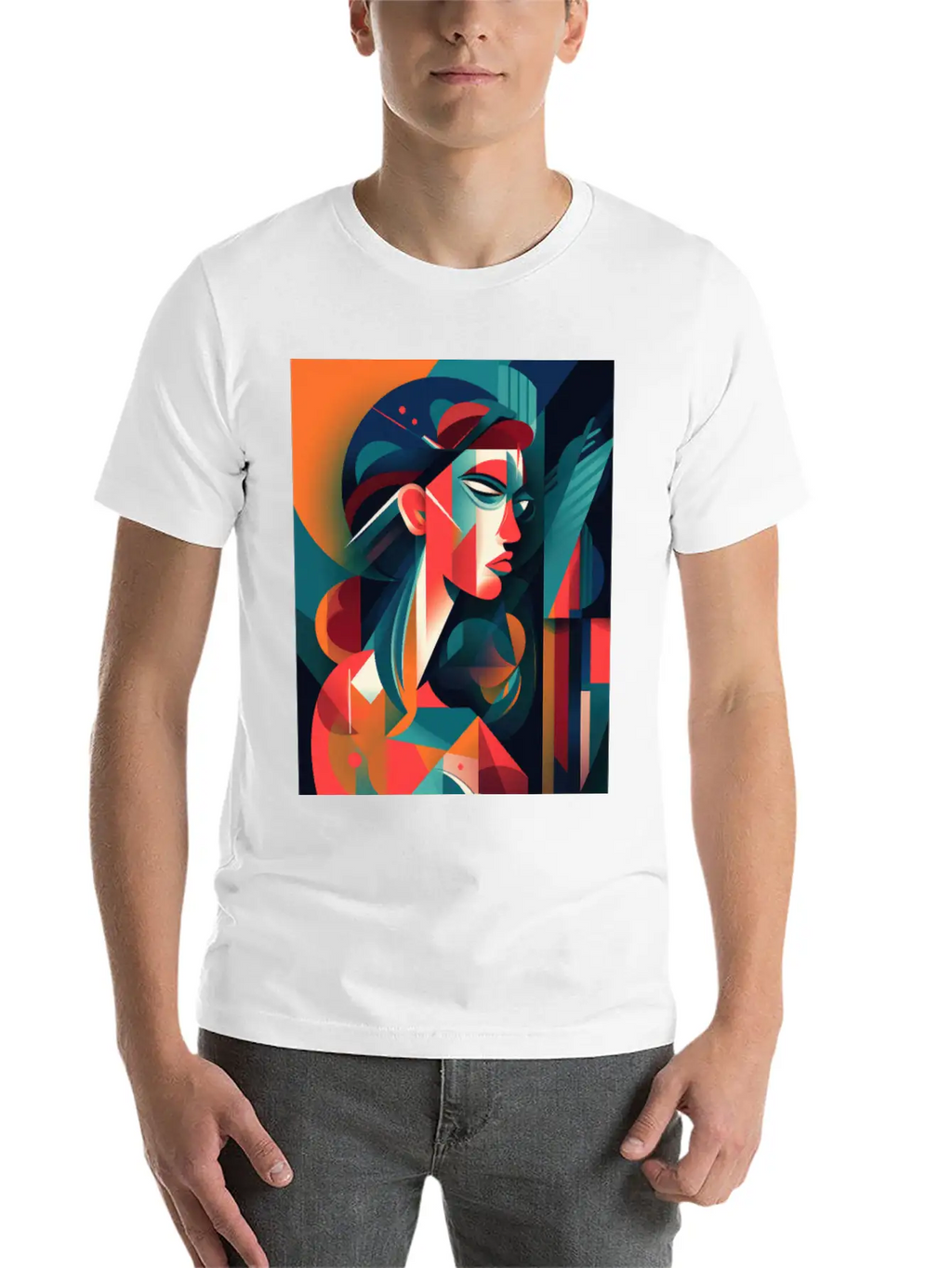 Abstract Face Art - Edgy And Rebellious Unisex Casual T-Shirt – Clean Design For Daily Comfort