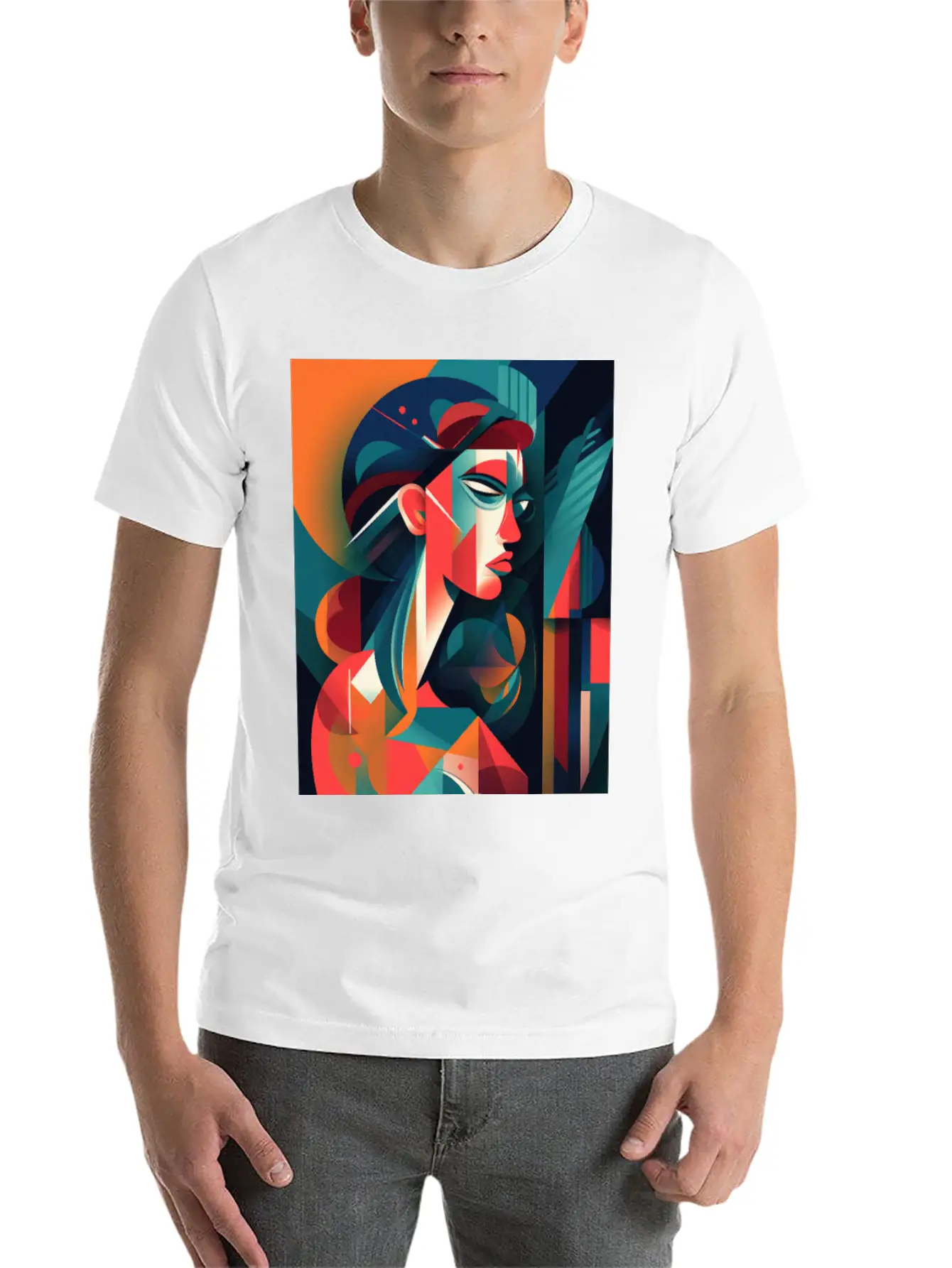 Abstract Face Art - Edgy And Rebellious Unisex Casual T-Shirt – Clean Design For Daily Comfort