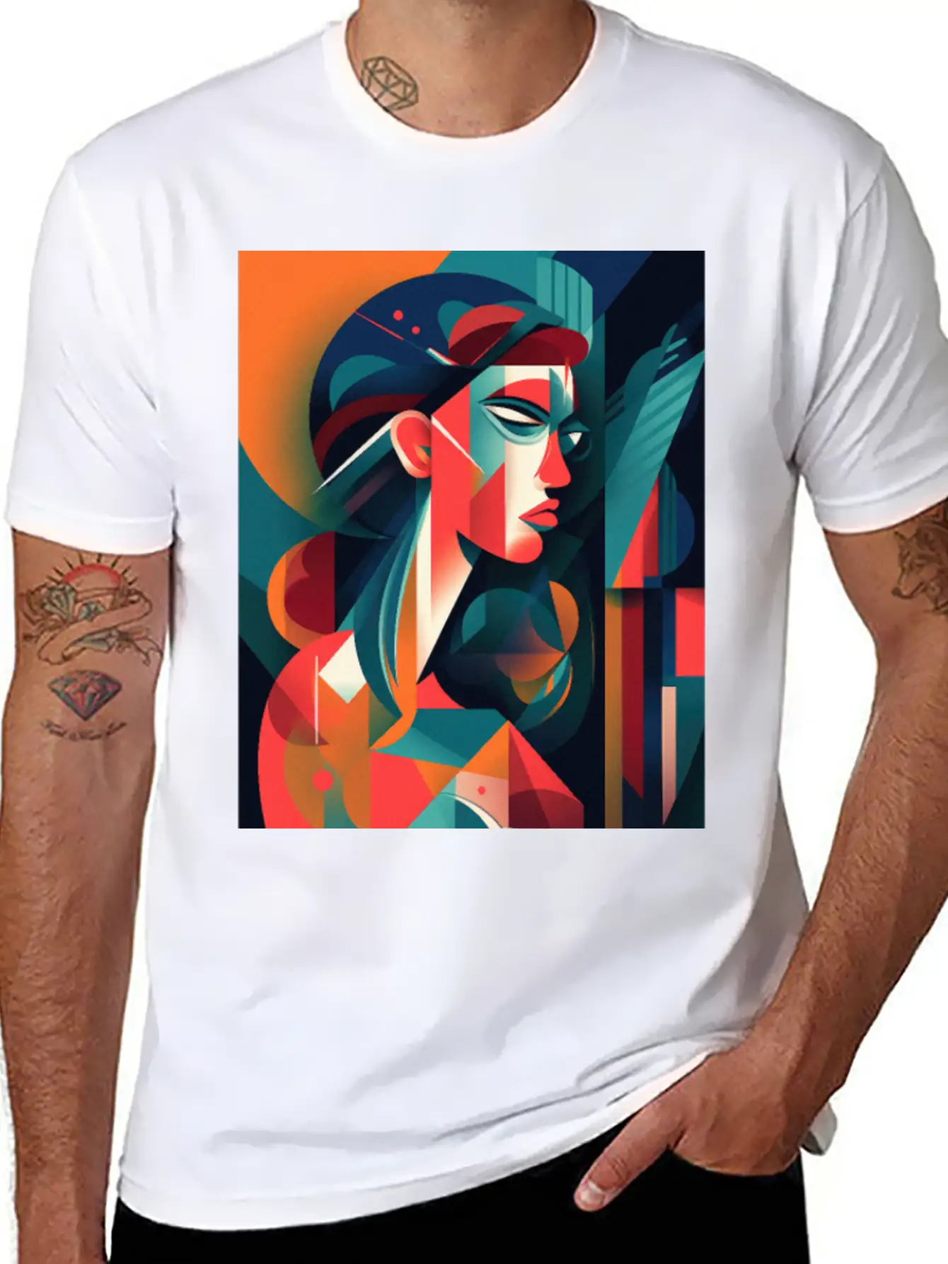 Abstract Face Art - Edgy And Rebellious Unisex Casual T-Shirt – Clean Design For Daily Comfort