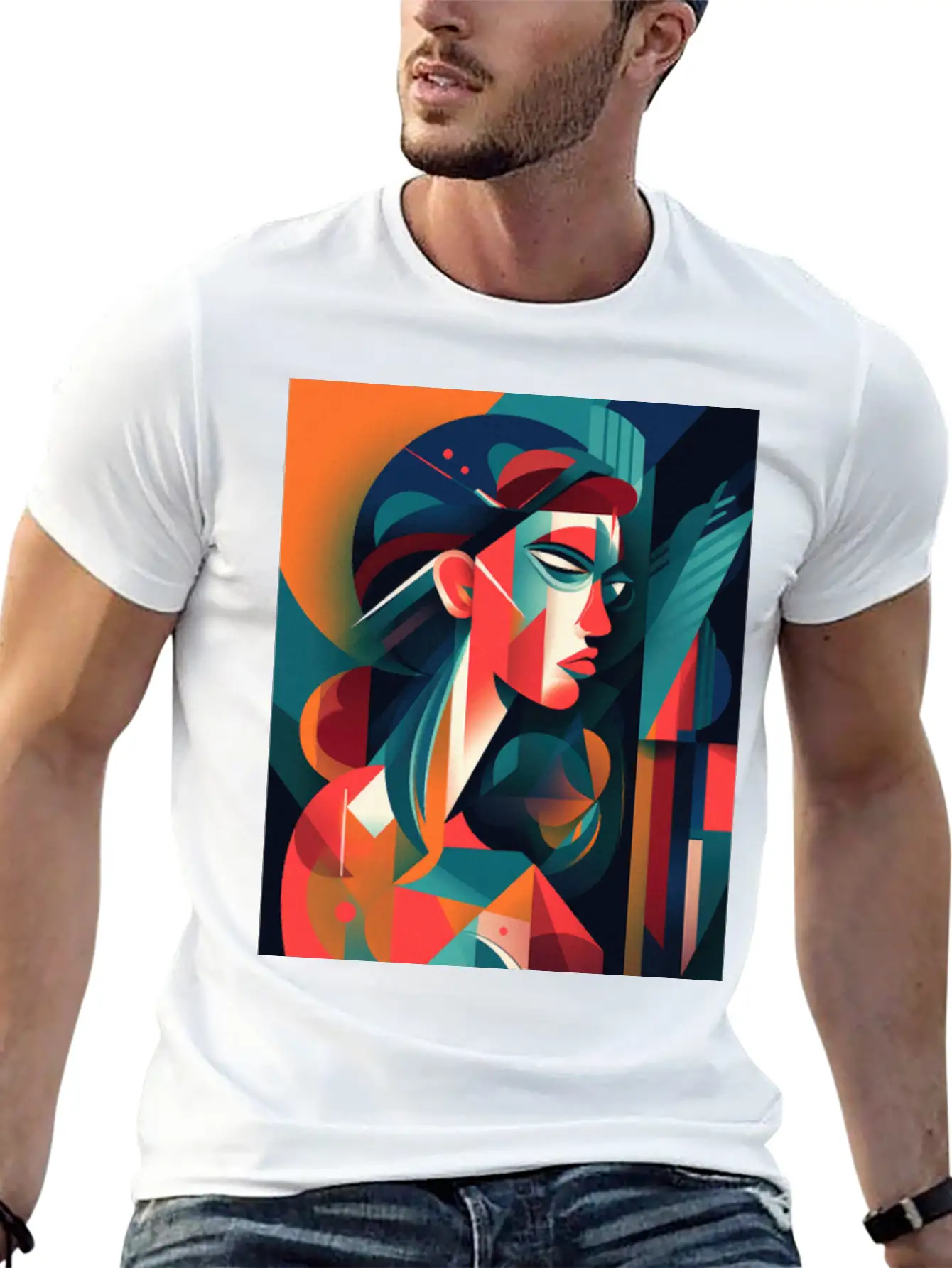 Abstract Face Art - Edgy And Rebellious Unisex Casual T-Shirt – Clean Design For Daily Comfort
