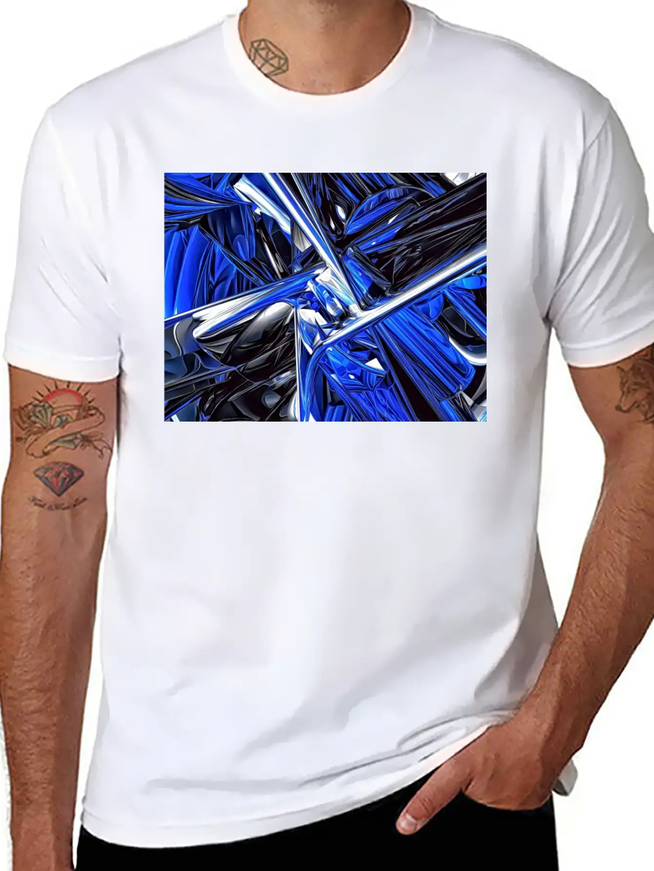 Abstract Futuristic Chaos Stylish Everyday T-Shirt – Unisex Basic Cotton Tee