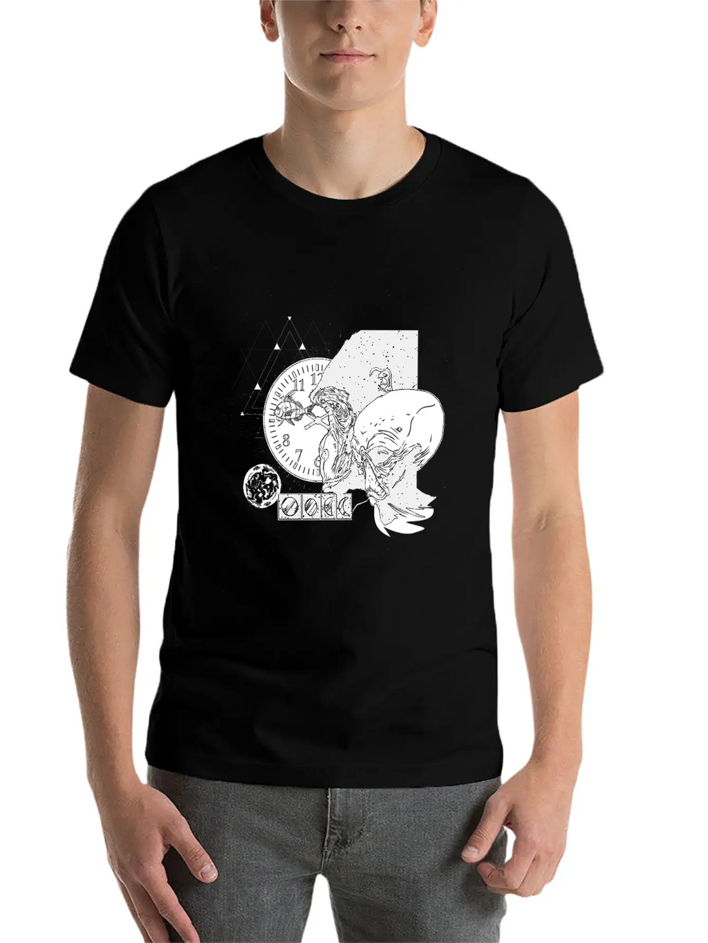 Abstract Monkey Space Time Design Unisex Casual T-Shirt – Clean Design For Daily Comfort