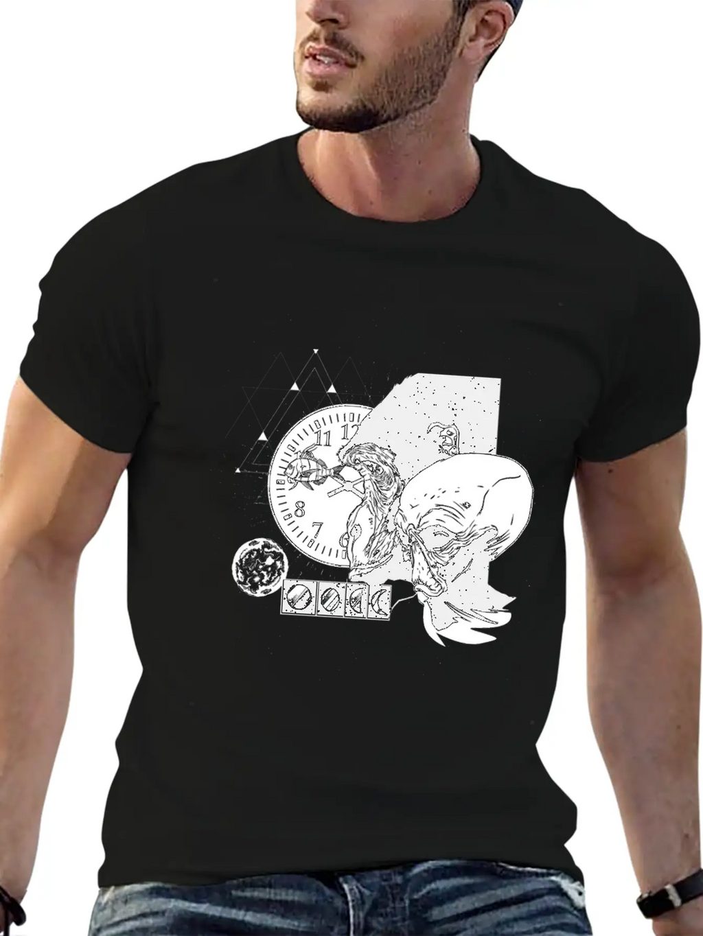 Abstract Monkey Space Time Design Unisex Casual T-Shirt – Clean Design For Daily Comfort