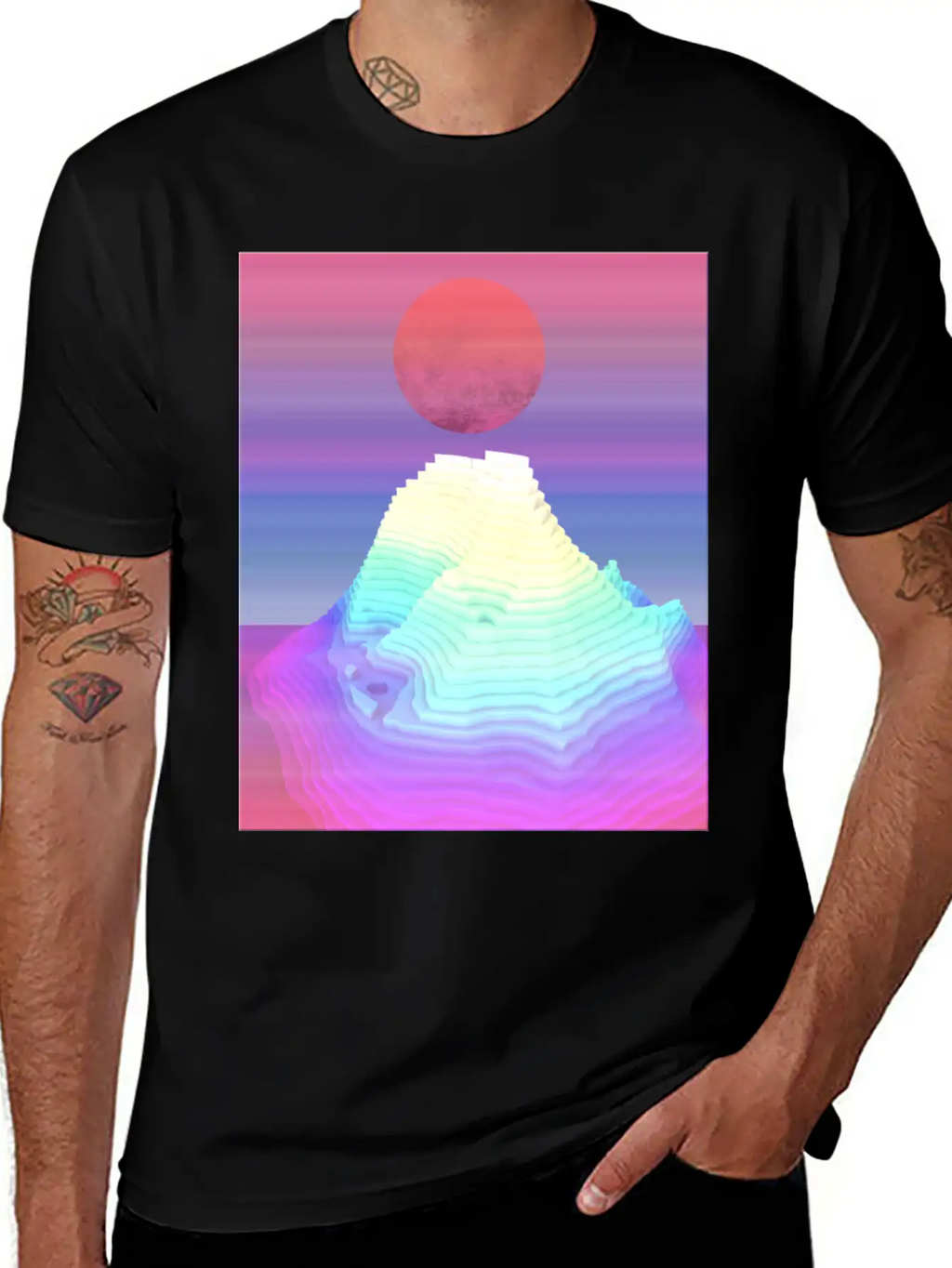 Abstract Mountain View At Dawn Unisex Short Sleeve Soft Cotton T-Shirt – Casual Everyday Wear