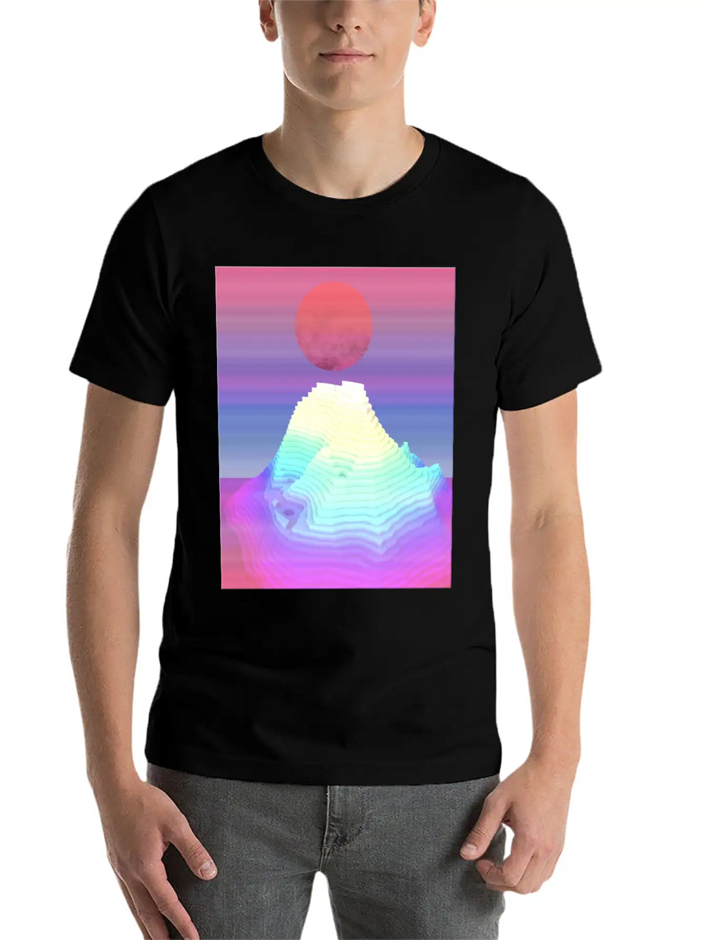 Abstract Mountain View At Dawn Unisex Short Sleeve Soft Cotton T-Shirt – Casual Everyday Wear