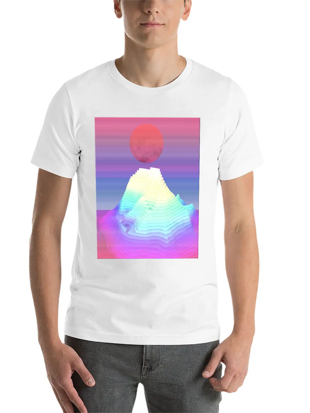 Abstract Mountain View At Dawn Unisex Short Sleeve Soft Cotton T-Shirt – Casual Everyday Wear