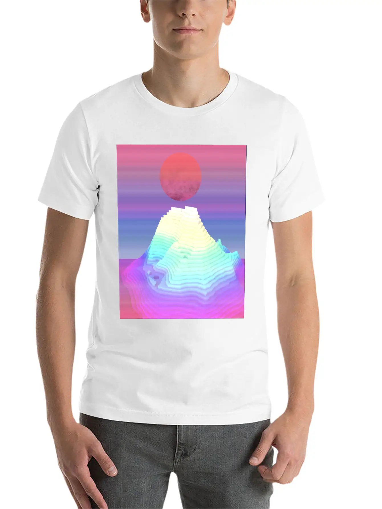 Abstract Mountain View At Dawn Unisex Short Sleeve Soft Cotton T-Shirt – Casual Everyday Wear