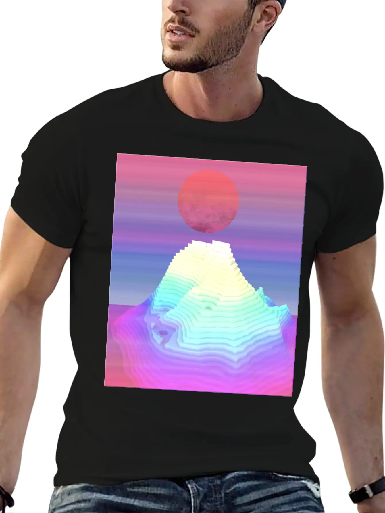 Abstract Mountain View At Dawn Unisex Short Sleeve Soft Cotton T-Shirt – Casual Everyday Wear