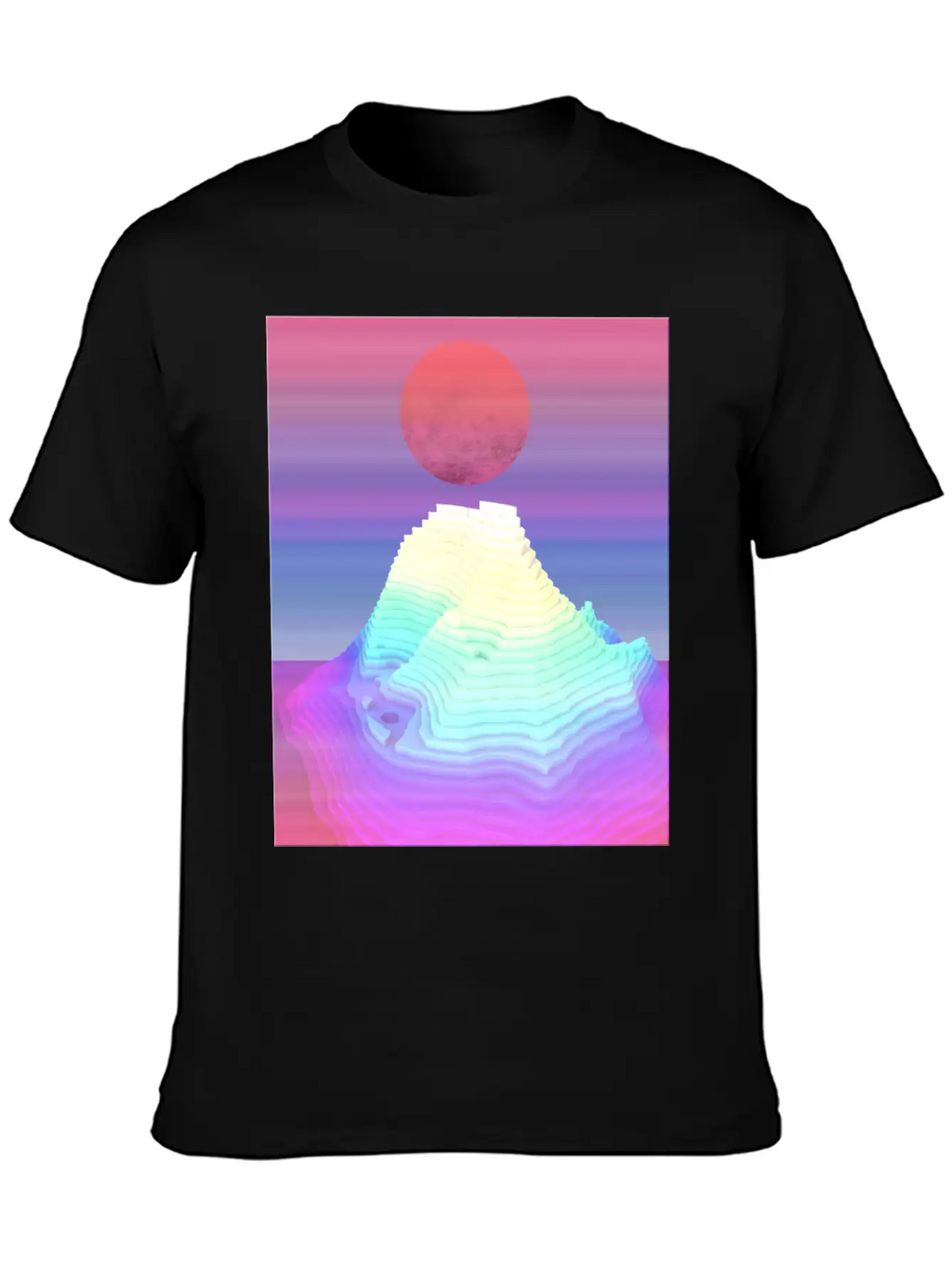 Abstract Mountain View At Dawn Unisex Short Sleeve Soft Cotton T-Shirt – Casual Everyday Wear