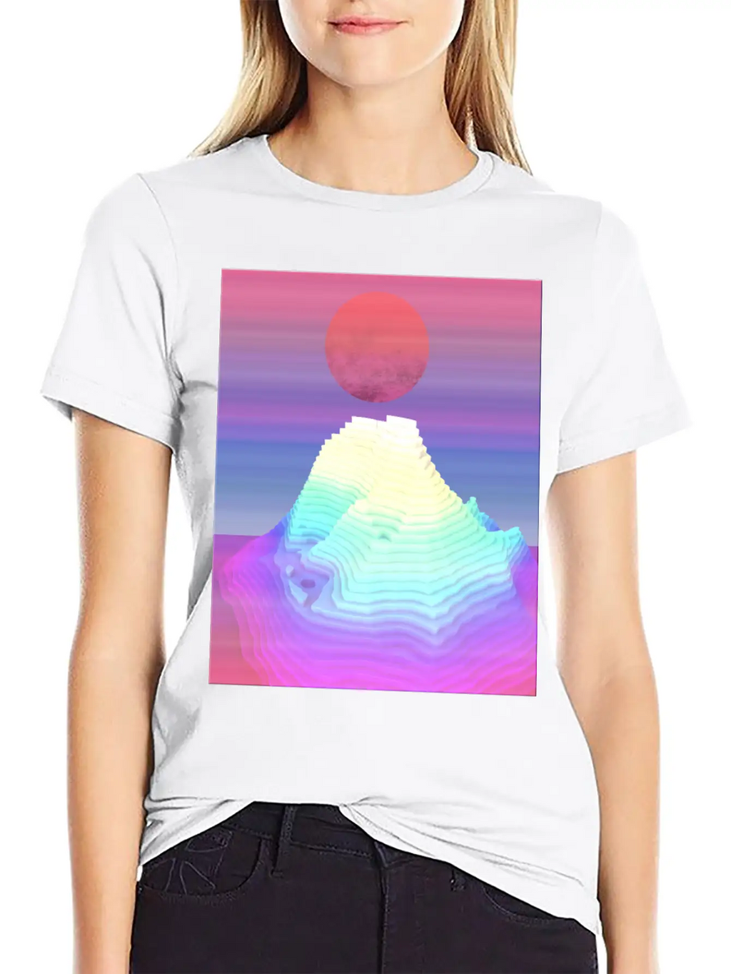 Abstract Mountain View At Dawn Unisex Short Sleeve Soft Cotton T-Shirt – Casual Everyday Wear