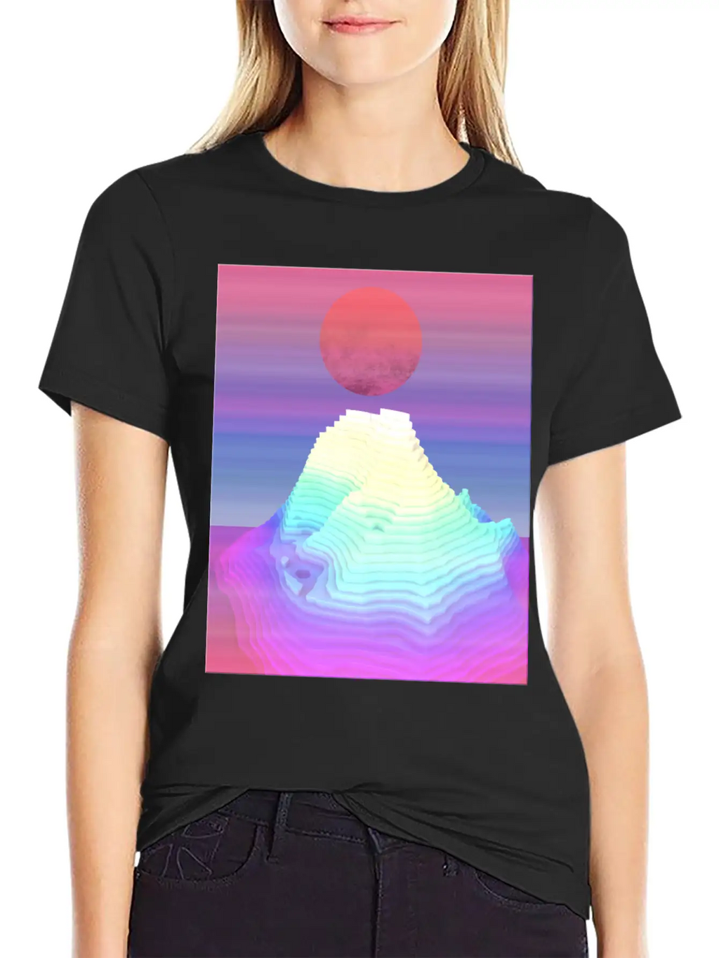 Abstract Mountain View At Dawn Unisex Short Sleeve Soft Cotton T-Shirt – Casual Everyday Wear