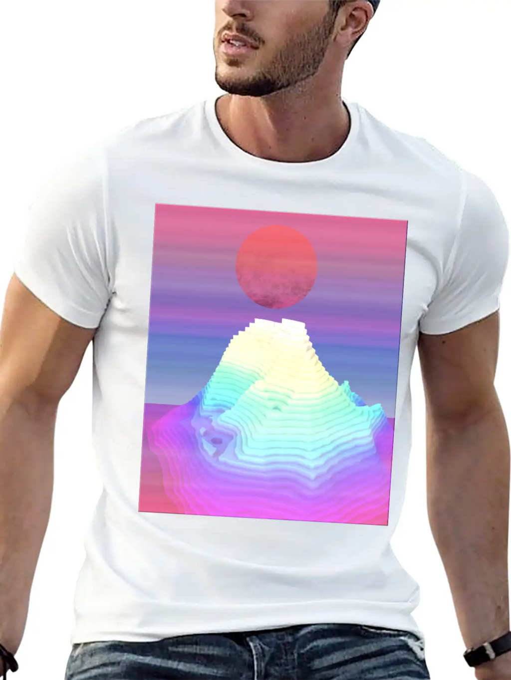 Abstract Mountain View At Dawn Unisex Short Sleeve Soft Cotton T-Shirt – Casual Everyday Wear
