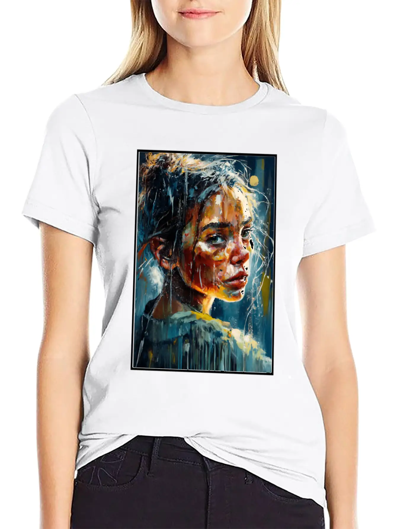 Abstract Sad Girl Unhappy People Sadness Casual Graphic T-Shirt – Simple And Comfortable Daily Wear