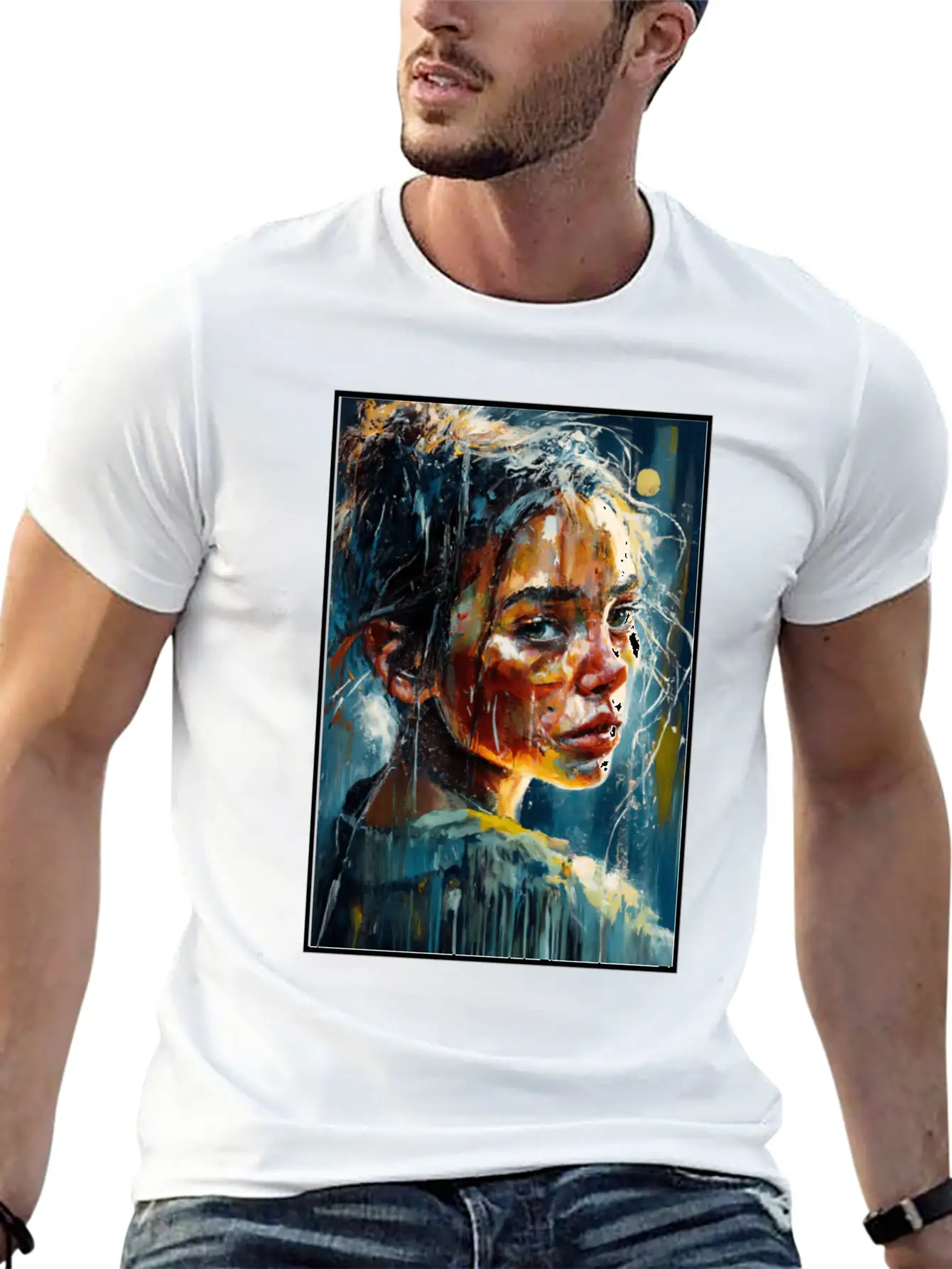 Abstract Sad Girl Unhappy People Sadness Casual Graphic T-Shirt – Simple And Comfortable Daily Wear