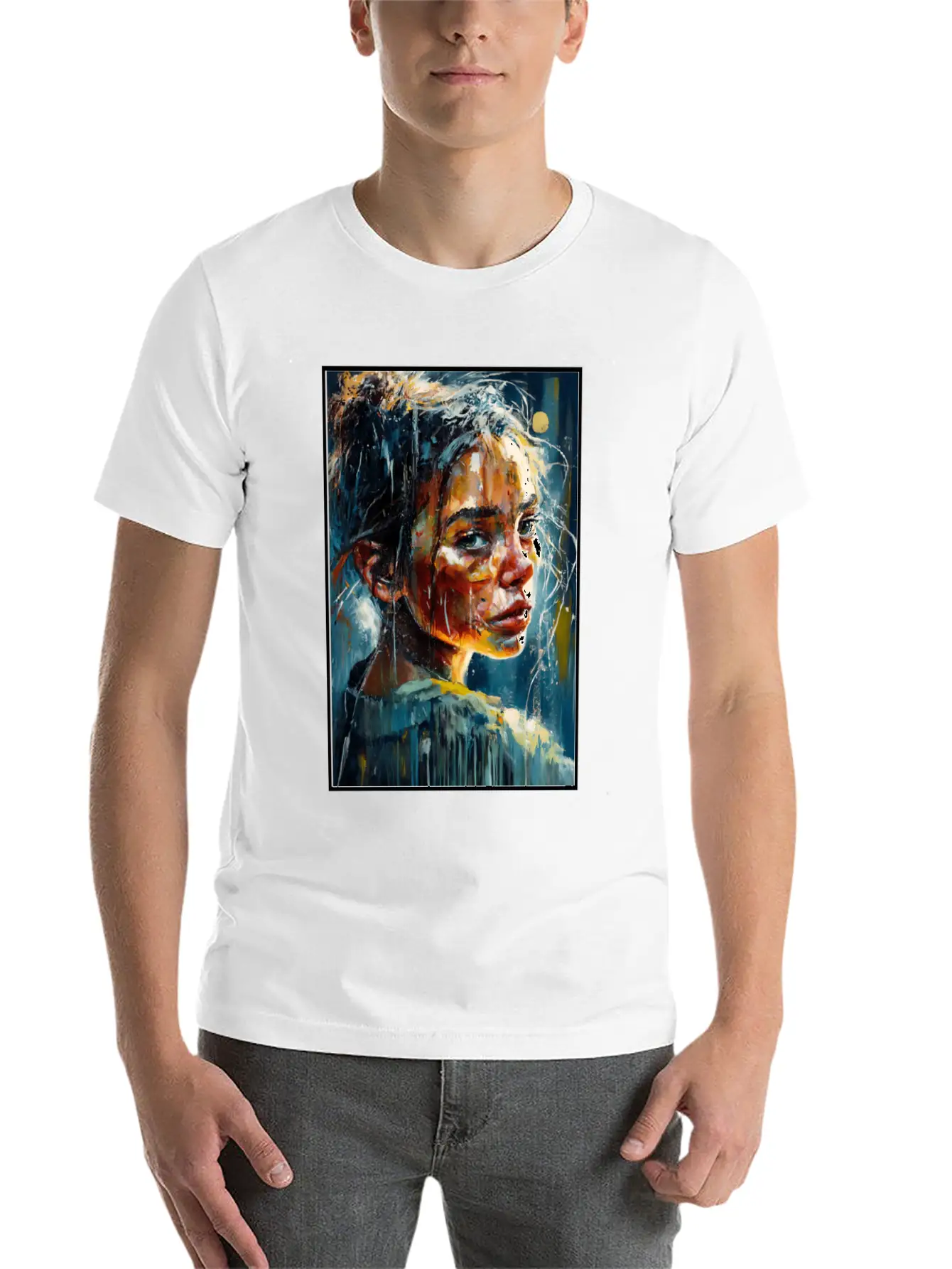 Abstract Sad Girl Unhappy People Sadness Casual Graphic T-Shirt – Simple And Comfortable Daily Wear