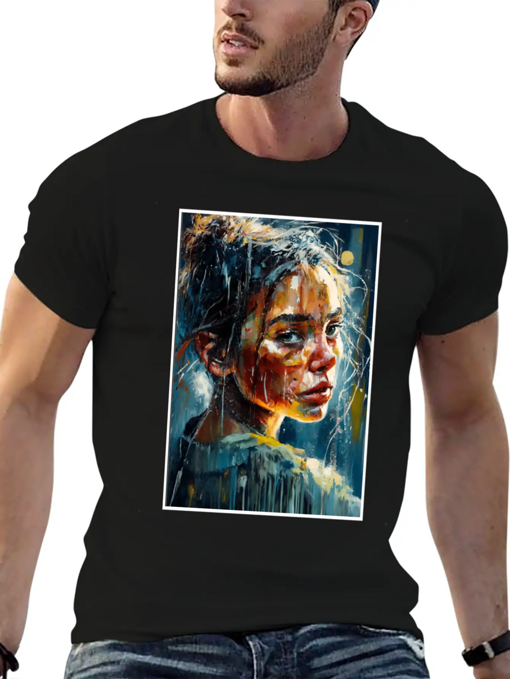 Abstract Sad Girl Unhappy People Sadness Casual Graphic T-Shirt – Simple And Comfortable Daily Wear