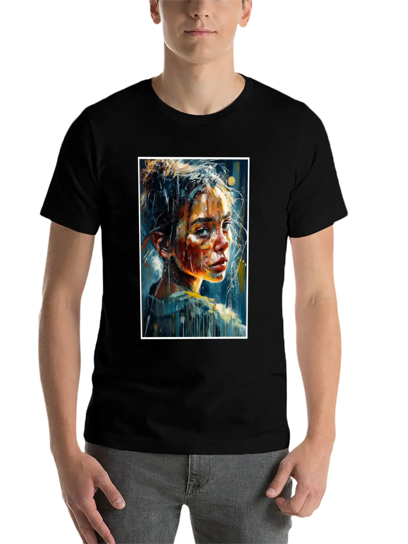 Abstract Sad Girl Unhappy People Sadness Casual Graphic T-Shirt – Simple And Comfortable Daily Wear