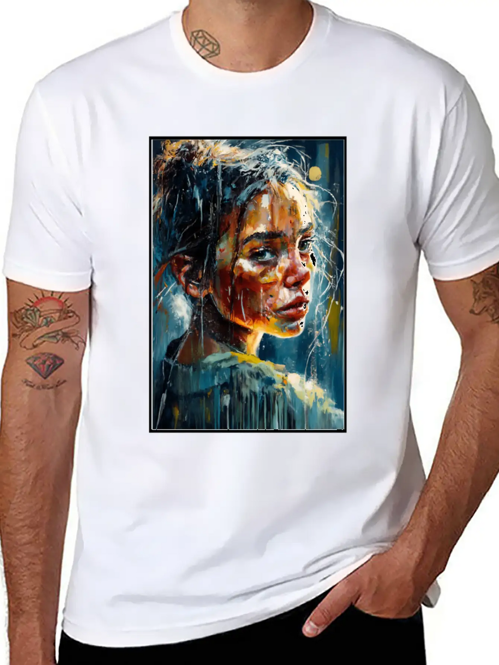 Abstract Sad Girl Unhappy People Sadness Casual Graphic T-Shirt – Simple And Comfortable Daily Wear