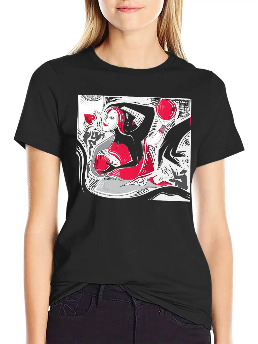 Abstract Woman Art Essential Cotton Tee For Daily Outfits – Unisex Style
