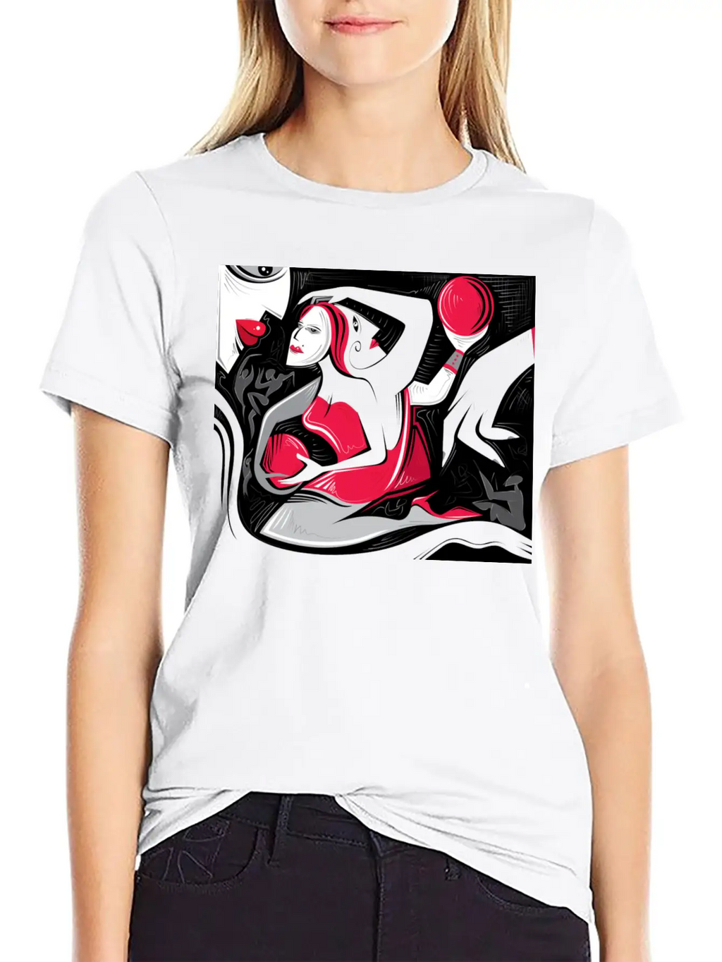 Abstract Woman Art Essential Cotton Tee For Daily Outfits – Unisex Style