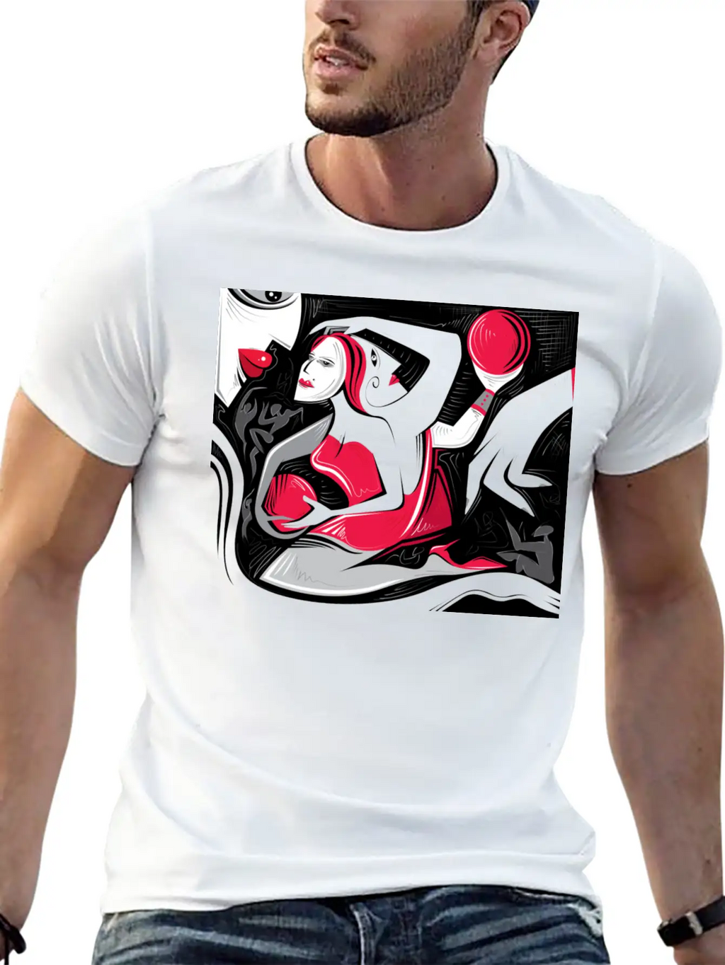Abstract Woman Art Essential Cotton Tee For Daily Outfits – Unisex Style