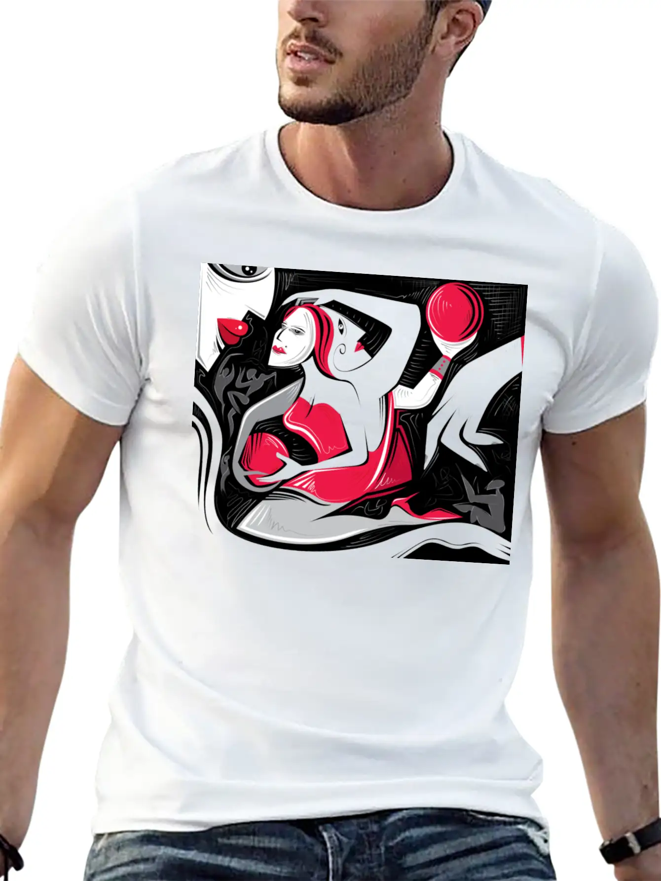 Abstract Woman Art Essential Cotton Tee For Daily Outfits – Unisex Style