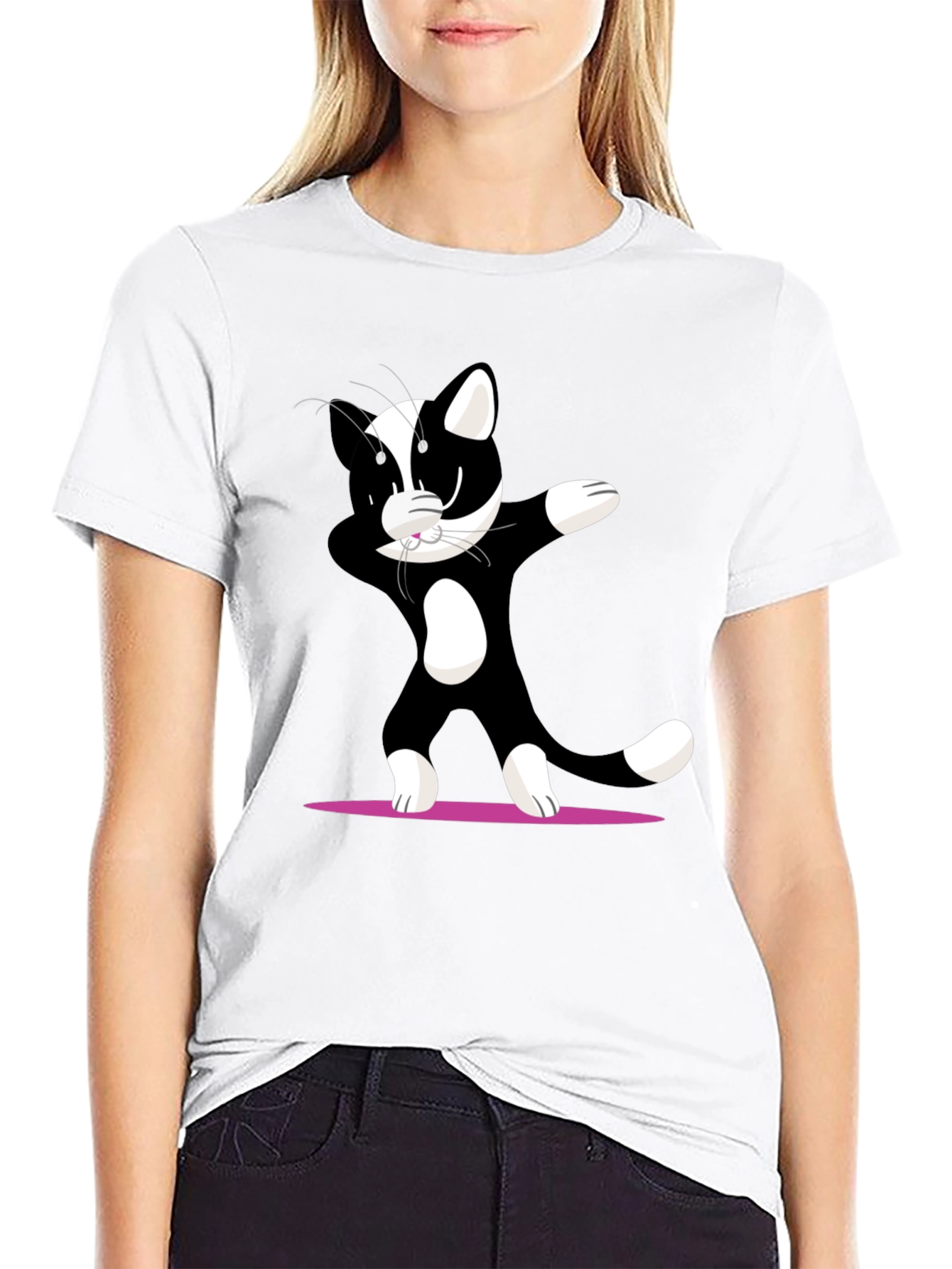 Dabbing Cat Graphic T-Shirt - Cool Black Tee