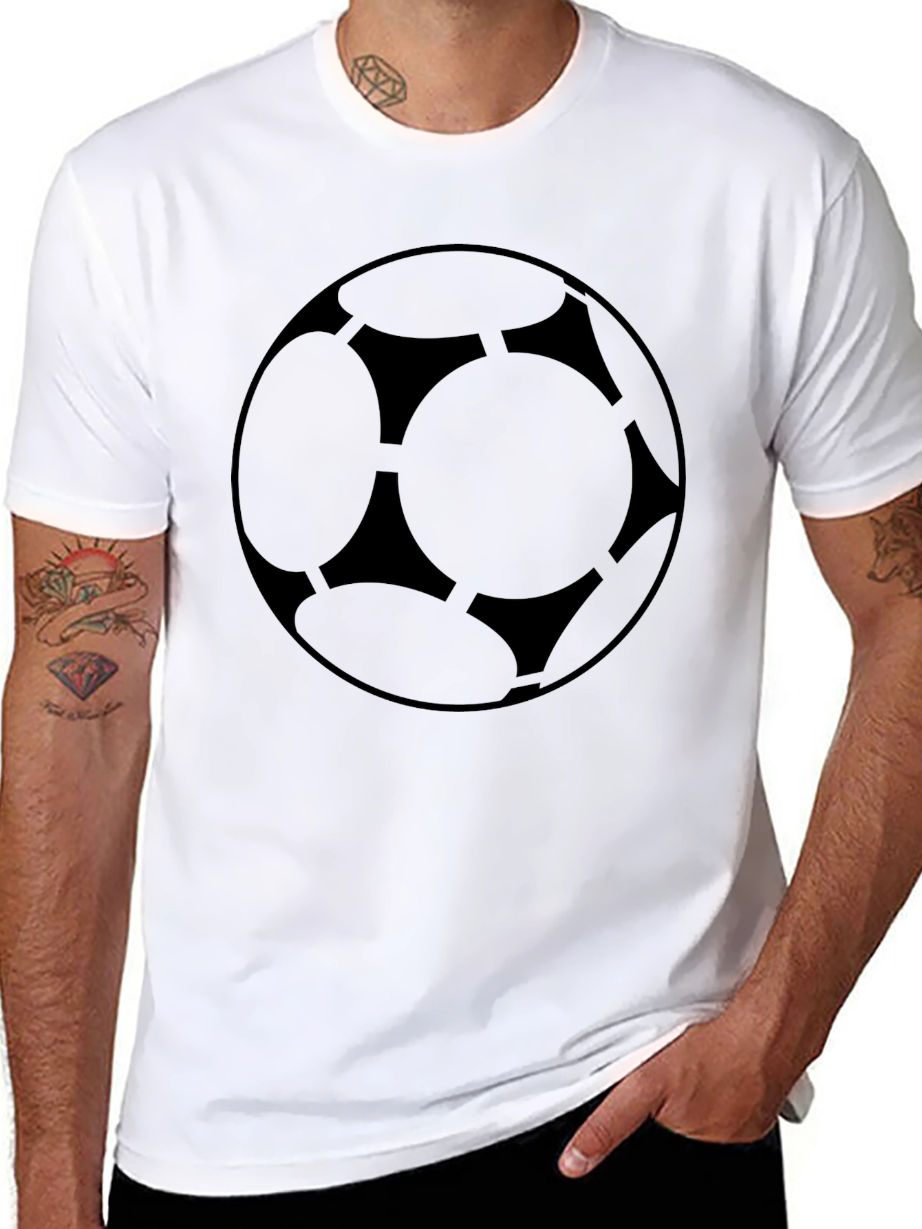 Black Soccer Ball Graphic Tee - Sporty Casual Style