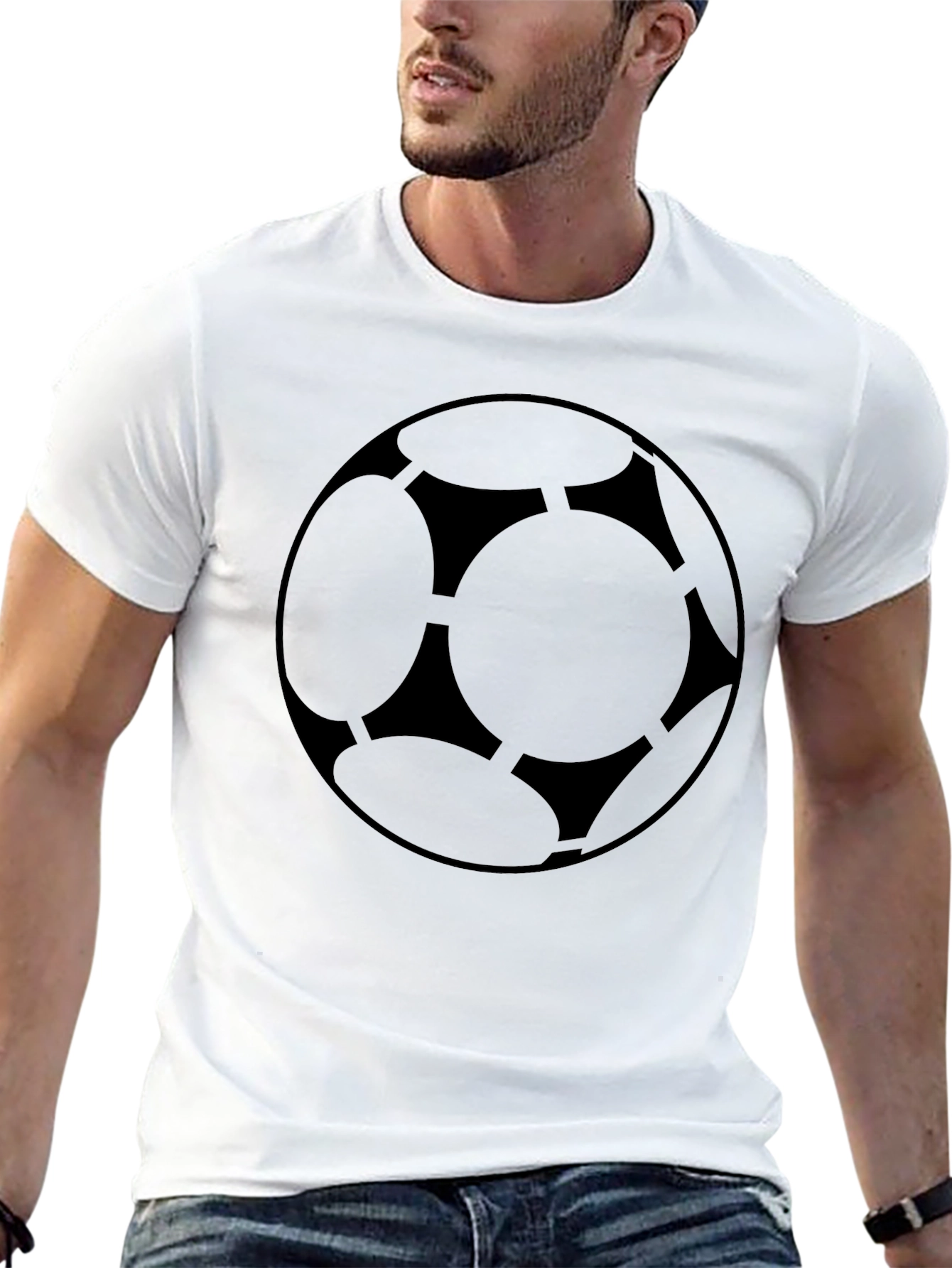 Black Soccer Ball Graphic Tee - Sporty Casual Style