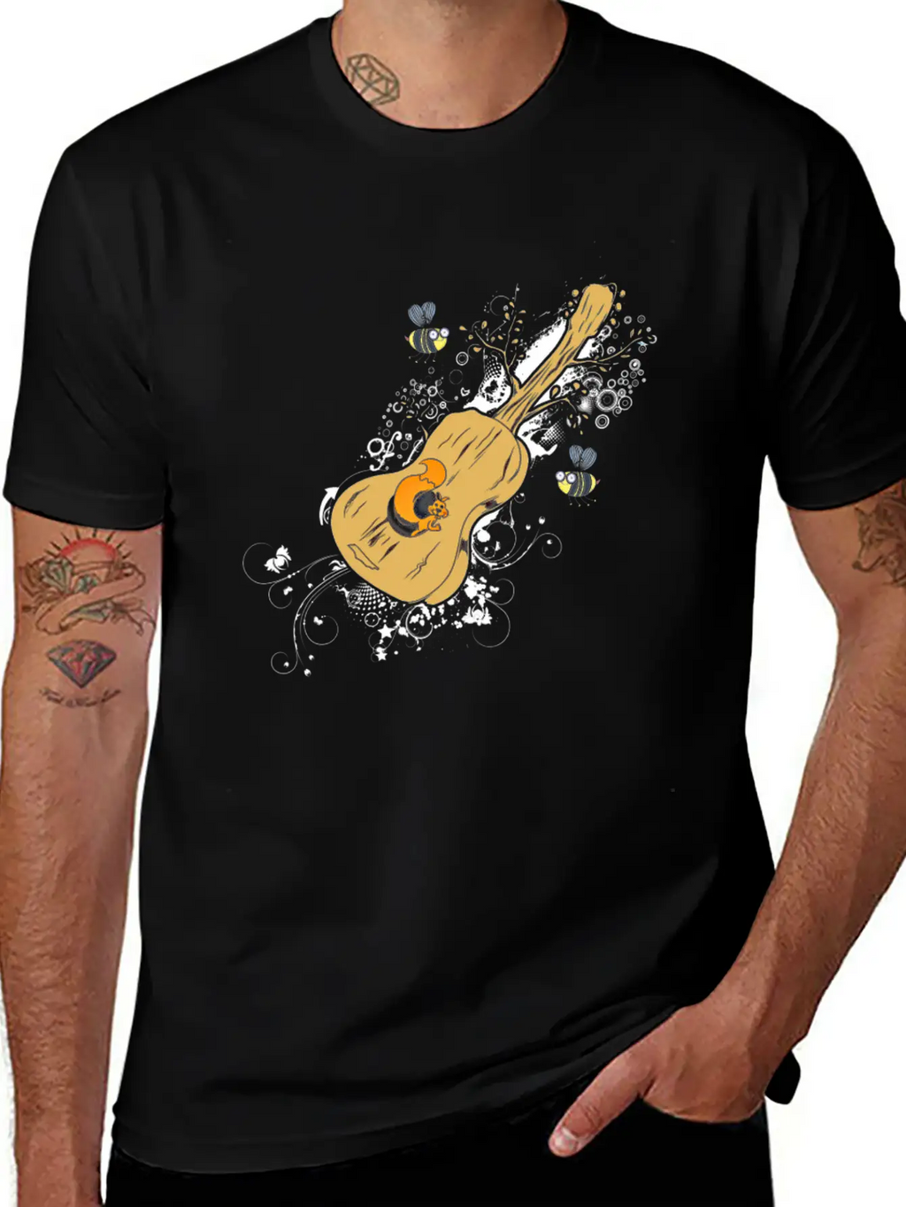 Acoustic Guitar Tree Of Life Nature Guitarist Gift Unisex Casual T-Shirt – Clean Design For Daily Comfort