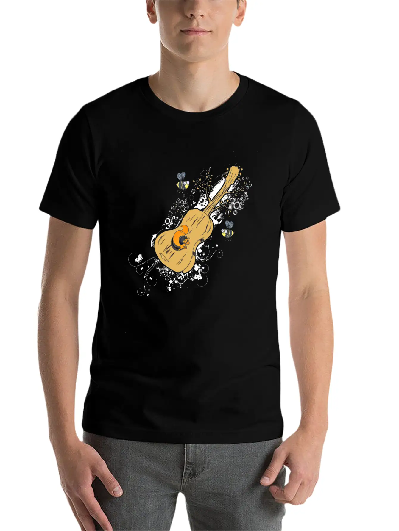 Acoustic Guitar Tree Of Life Nature Guitarist Gift Unisex Casual T-Shirt – Clean Design For Daily Comfort