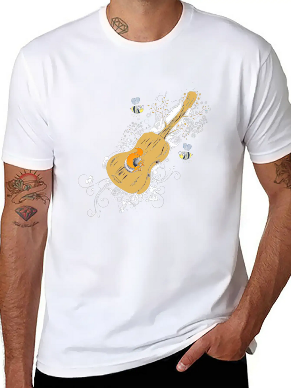 Acoustic Guitar Tree Of Life Nature Guitarist Gift Unisex Casual T-Shirt – Clean Design For Daily Comfort