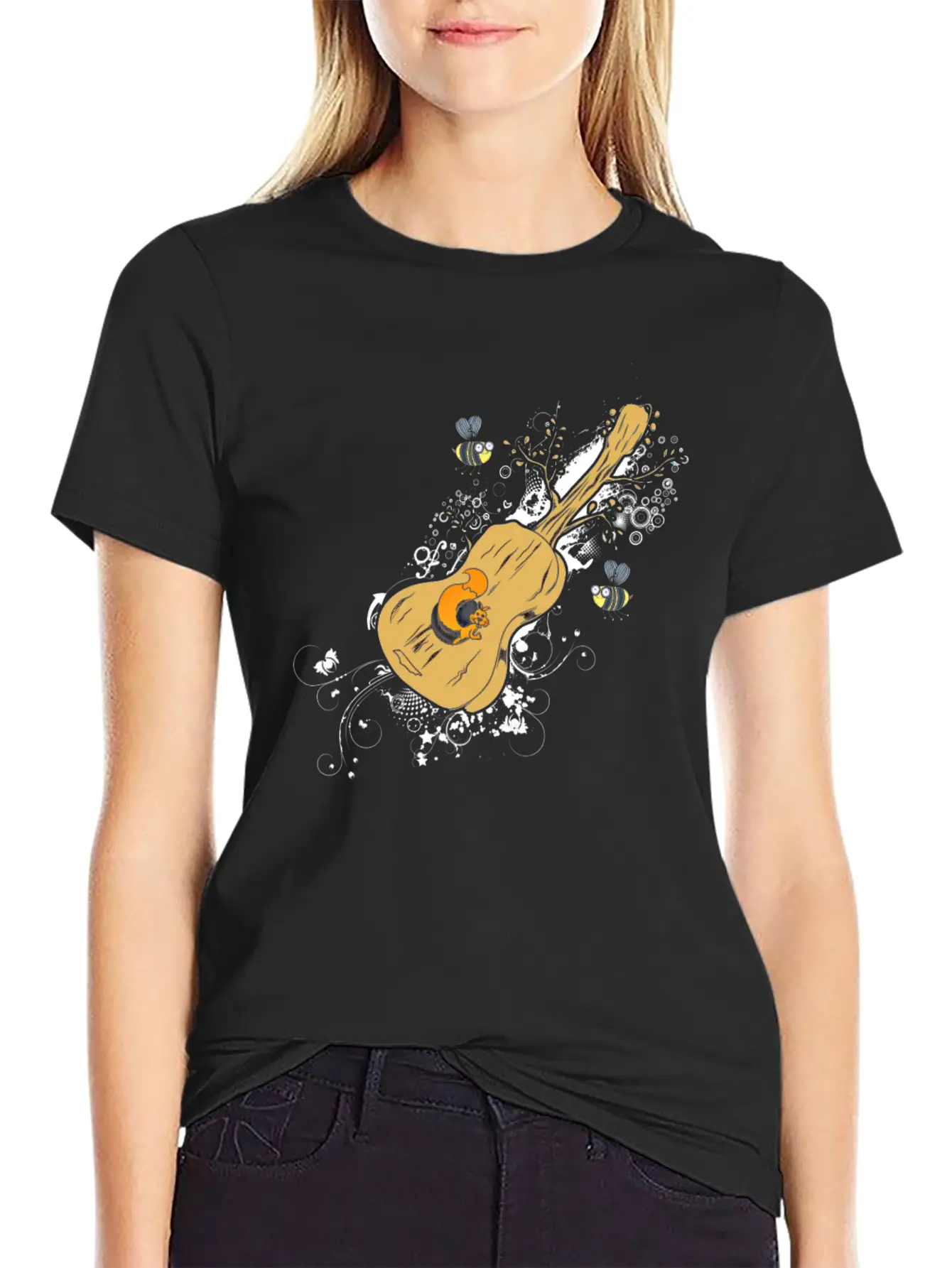 Acoustic Guitar Tree Of Life Nature Guitarist Gift Unisex Casual T-Shirt – Clean Design For Daily Comfort