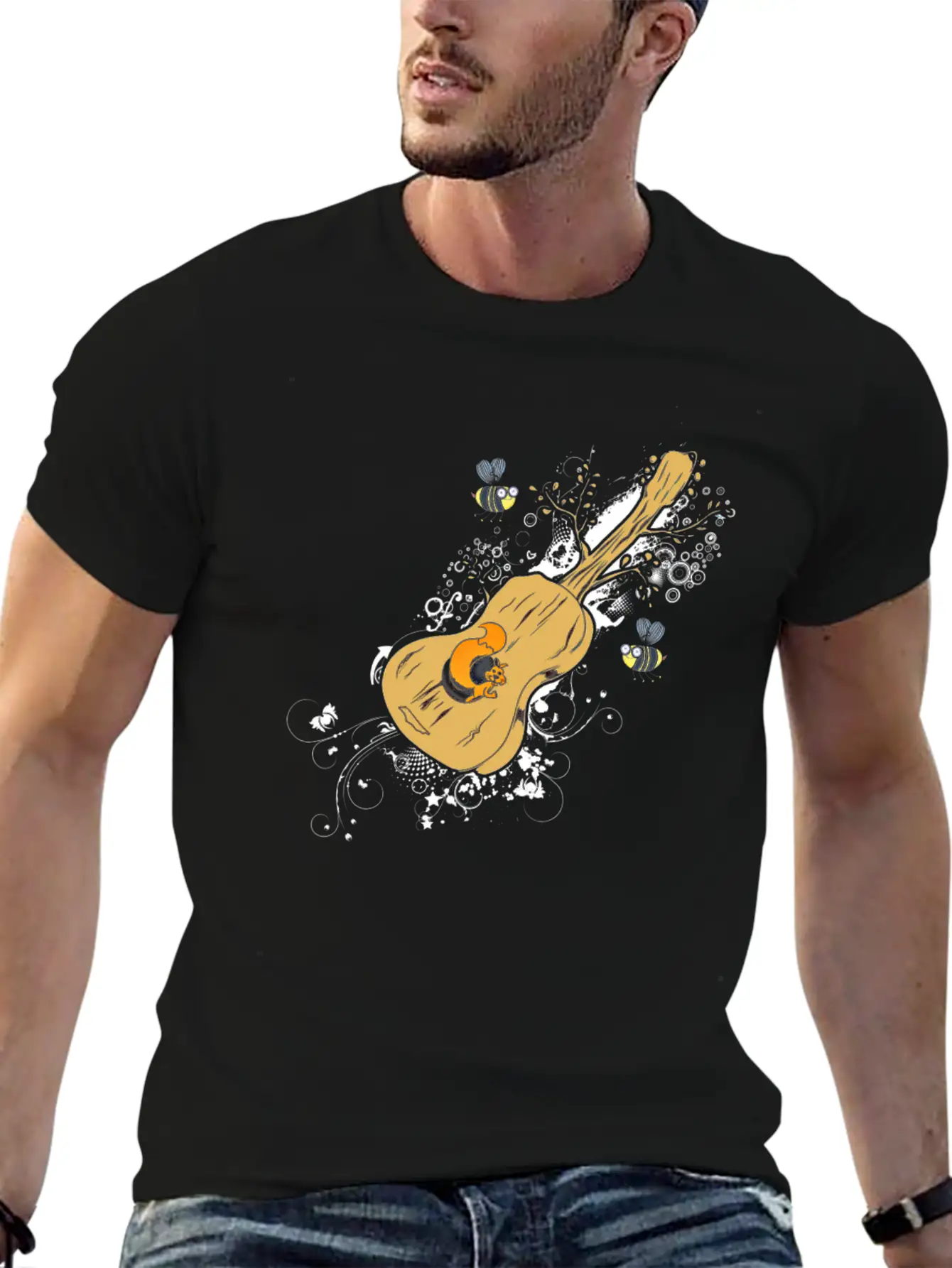 Acoustic Guitar Tree Of Life Nature Guitarist Gift Unisex Casual T-Shirt – Clean Design For Daily Comfort