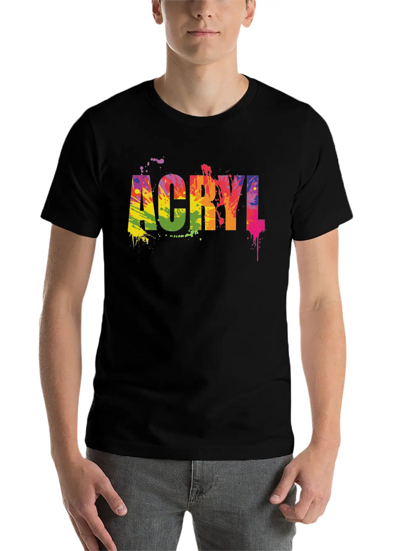 Acryl Paint Art Colorful Gift Unisex Casual T-Shirt – Clean Design For Daily Comfort