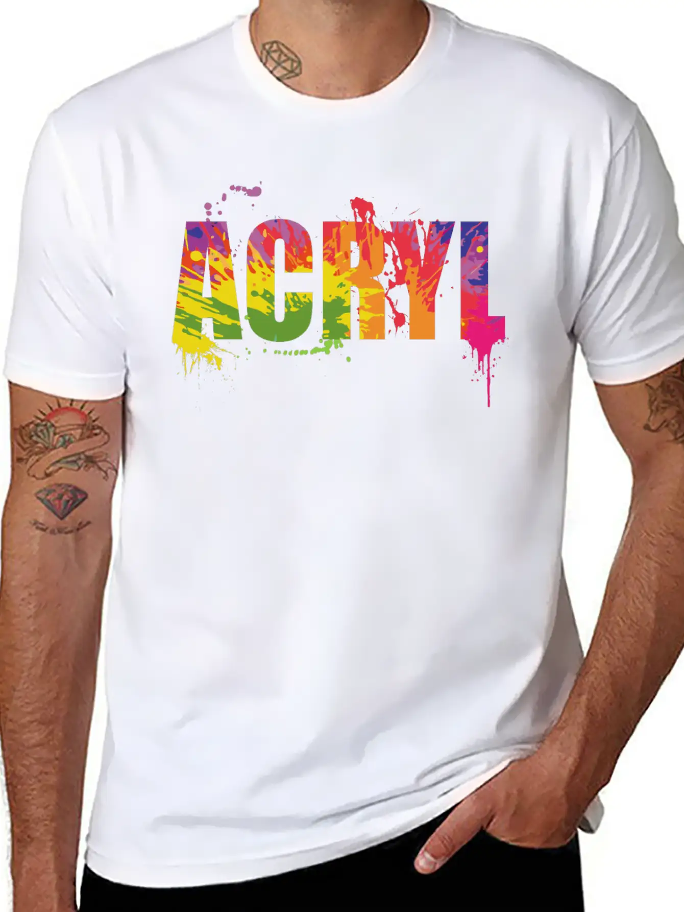Acryl Paint Art Colorful Gift Unisex Casual T-Shirt – Clean Design For Daily Comfort